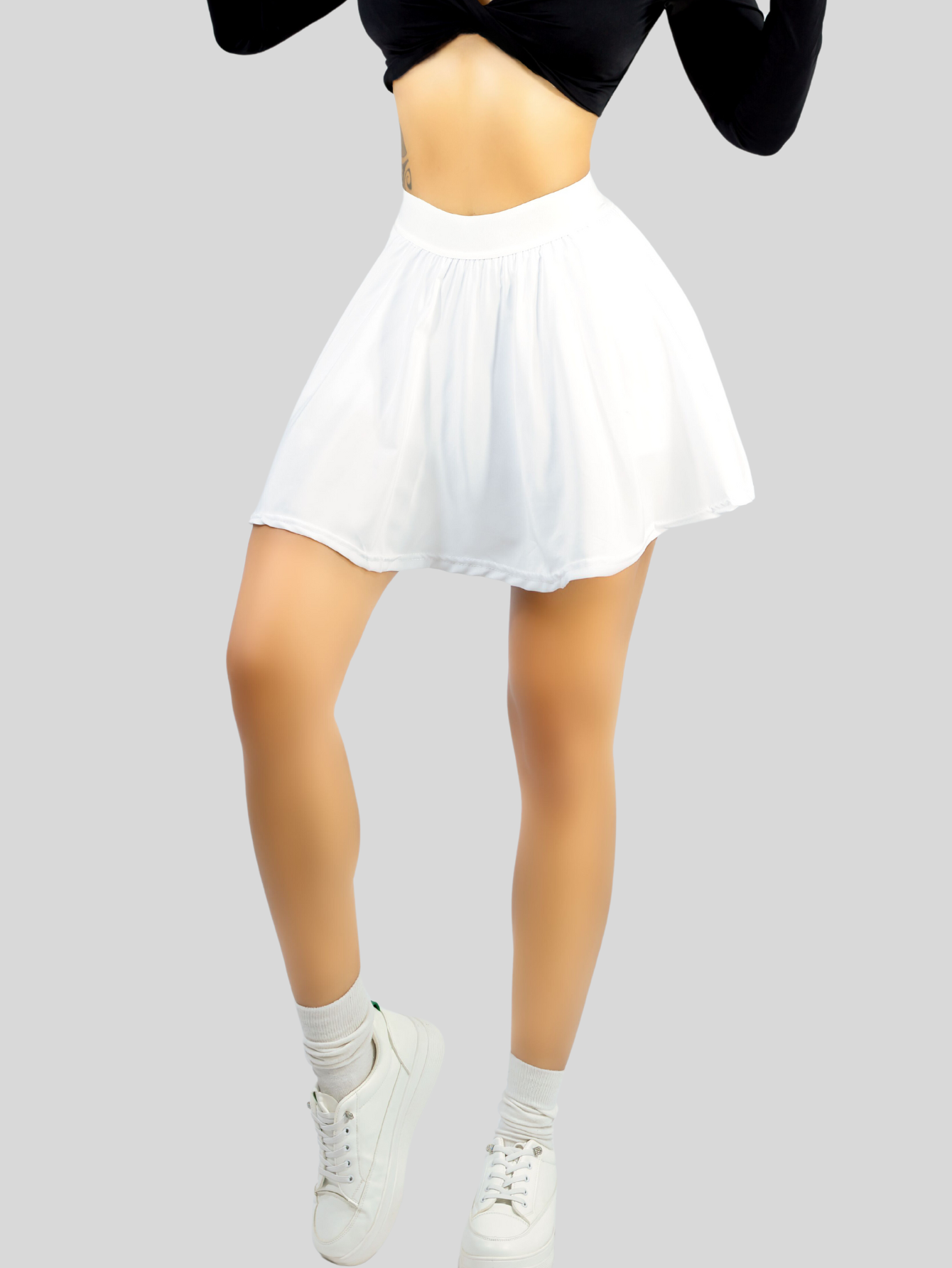 Foto 7 pulgar | Falda Short De Mujer Deportiva O Casual Sh-038-3 Color Blanco Con Bolsillo Interior Y Banda De Cintura Ancha