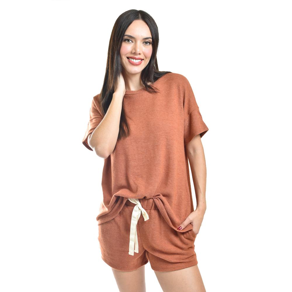Set De 2 Piezas Blusa Y Short Roman Fashion /juvenil, 4029 (ladrillo) Naranja Oscuro