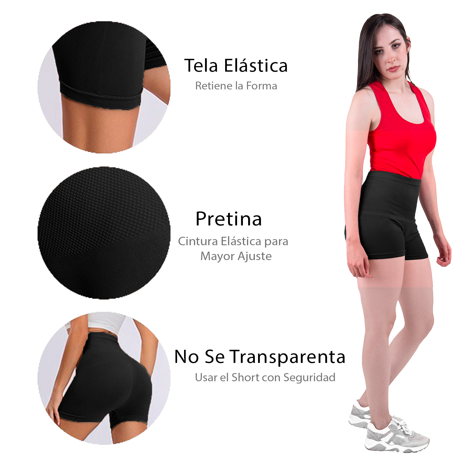 Foto 6 | Short Licra Negro para Mujer