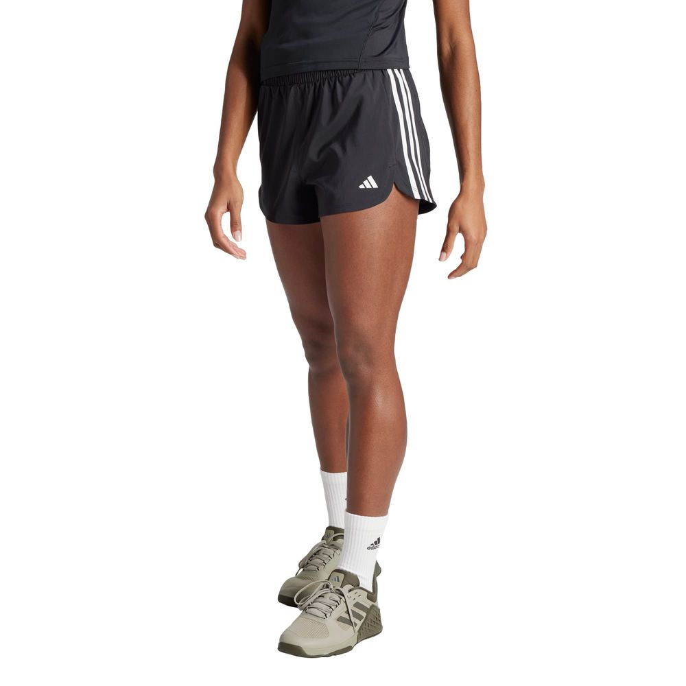 Foto 2 | Shorts Pacer Training 3 Franjas Tejidos Corte Alto Adidas Negro Mujer
