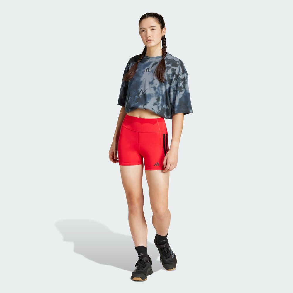 Foto 6 | Short 1/4 Optime 3 Franjas Adidas Rojo para Mujer