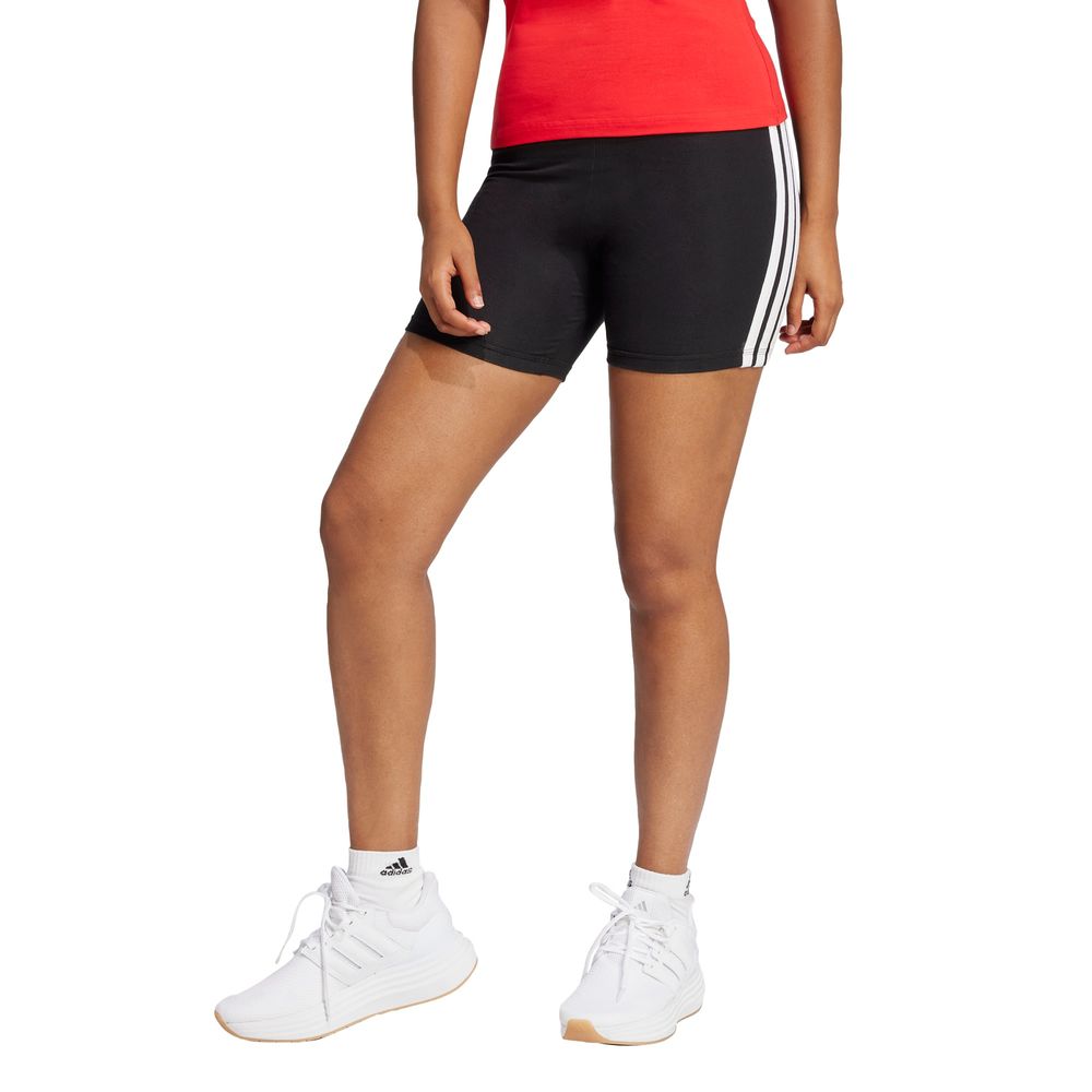 Foto 3 pulgar | Biker Shorts Essentials 3 Franjas Corte Alto Adidas Negro para Mujer