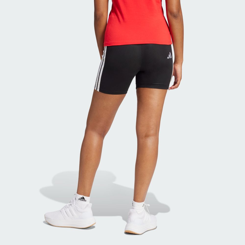 Foto 4 | Biker Shorts Essentials 3 Franjas Corte Alto Adidas Negro para Mujer