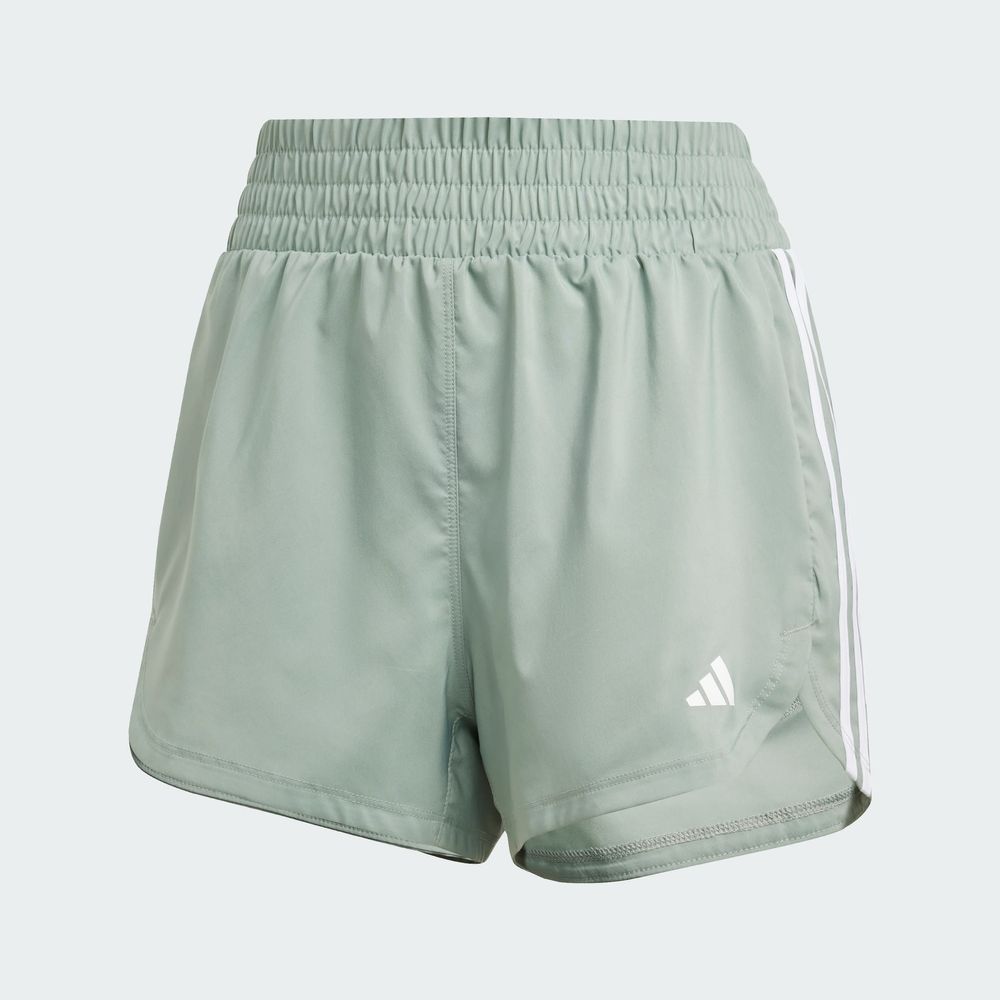 Foto 4 pulgar | Shorts Adidas Pacer Training 3 Franjas Tejidos Corte Alto Verde para Mujer
