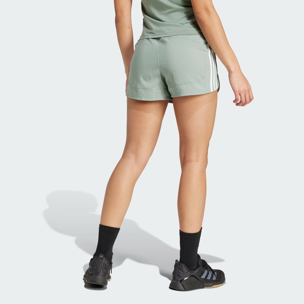 Foto 5 pulgar | Shorts Adidas Pacer Training 3 Franjas Tejidos Corte Alto Verde para Mujer