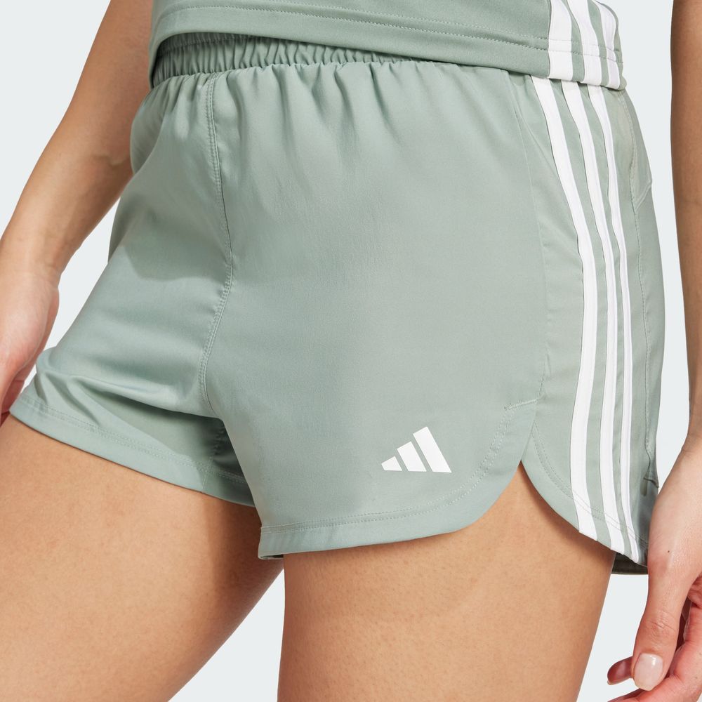 Foto 6 | Shorts Adidas Pacer Training 3 Franjas Tejidos Corte Alto Verde para Mujer
