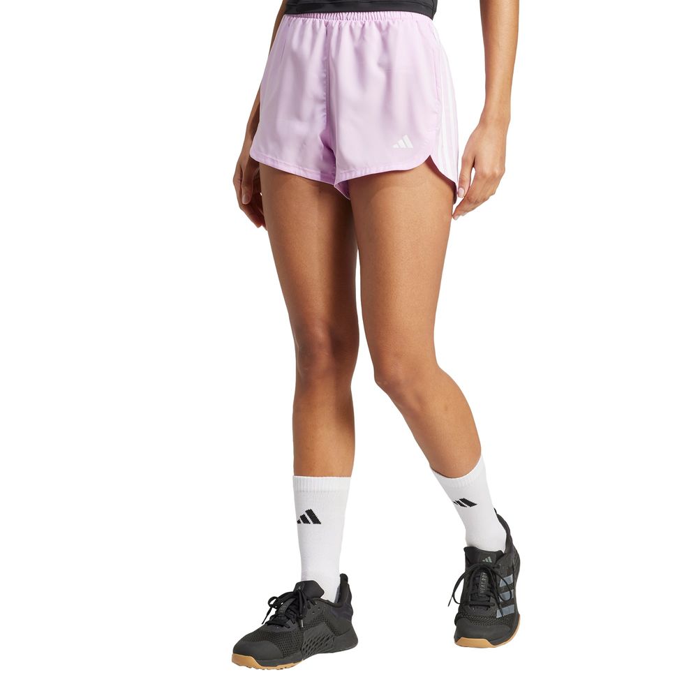 Foto 2 | Shorts Pacer Training 3 Franjas Tejidos Corte Alto Adidas Violeta Mujer