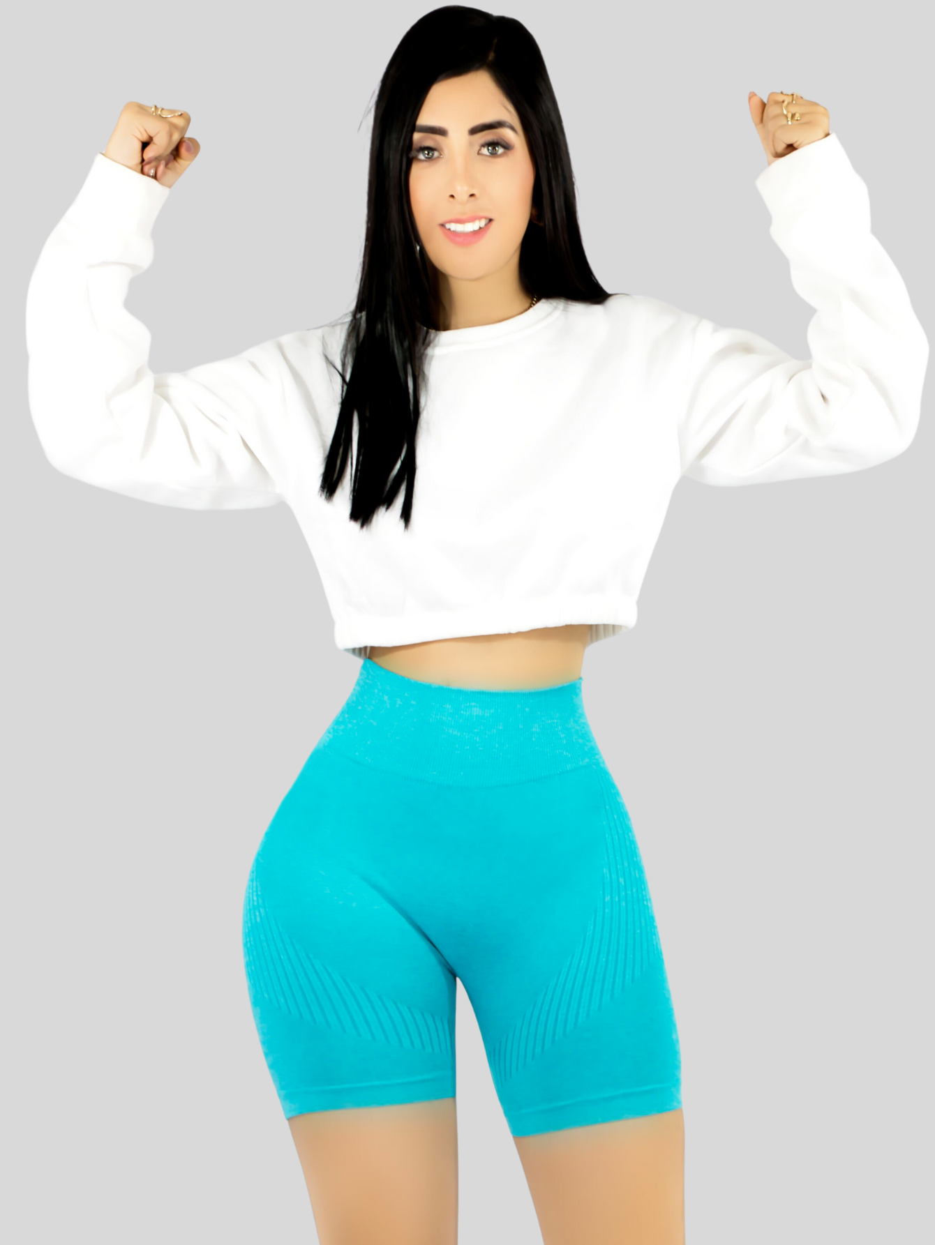 Foto 5 pulgar | Biker Short Mujer Stretch Shore Dama Sh-056 Verde Aqua Chores Gym Talle Alto