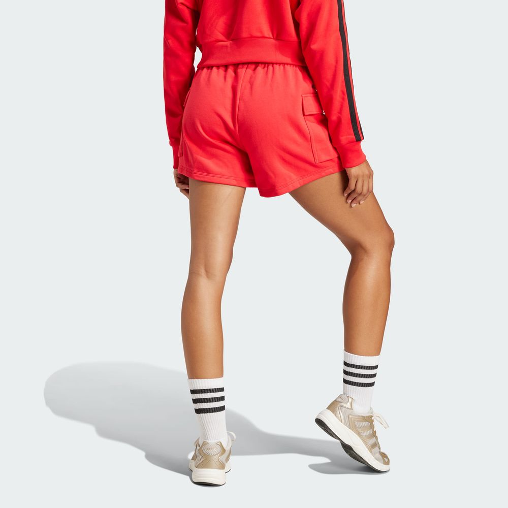 Foto 5 pulgar | Shorts Essentials Small Logo French Terry Cargo Adidas Rojo Mujer