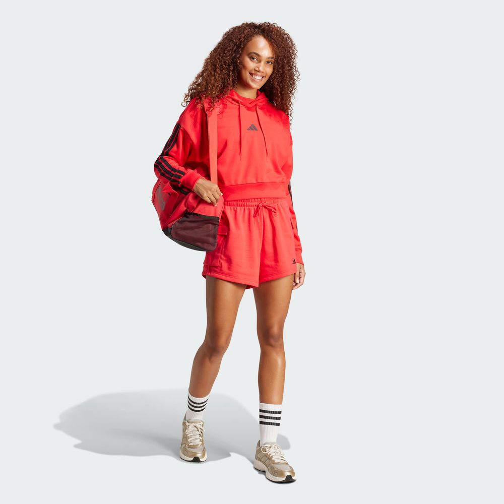 Foto 6 | Shorts Essentials Small Logo French Terry Cargo Adidas Rojo Mujer