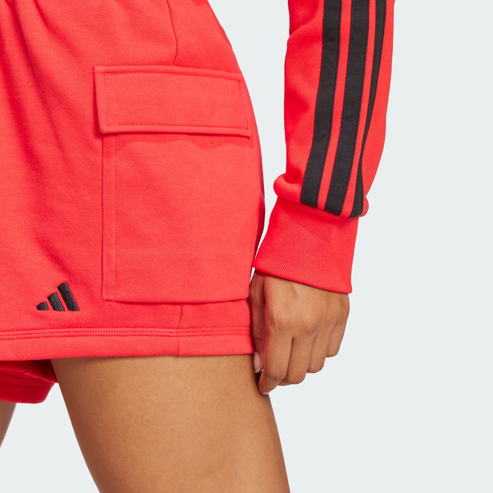 Foto 8 pulgar | Shorts Essentials Small Logo French Terry Cargo Adidas Rojo Mujer