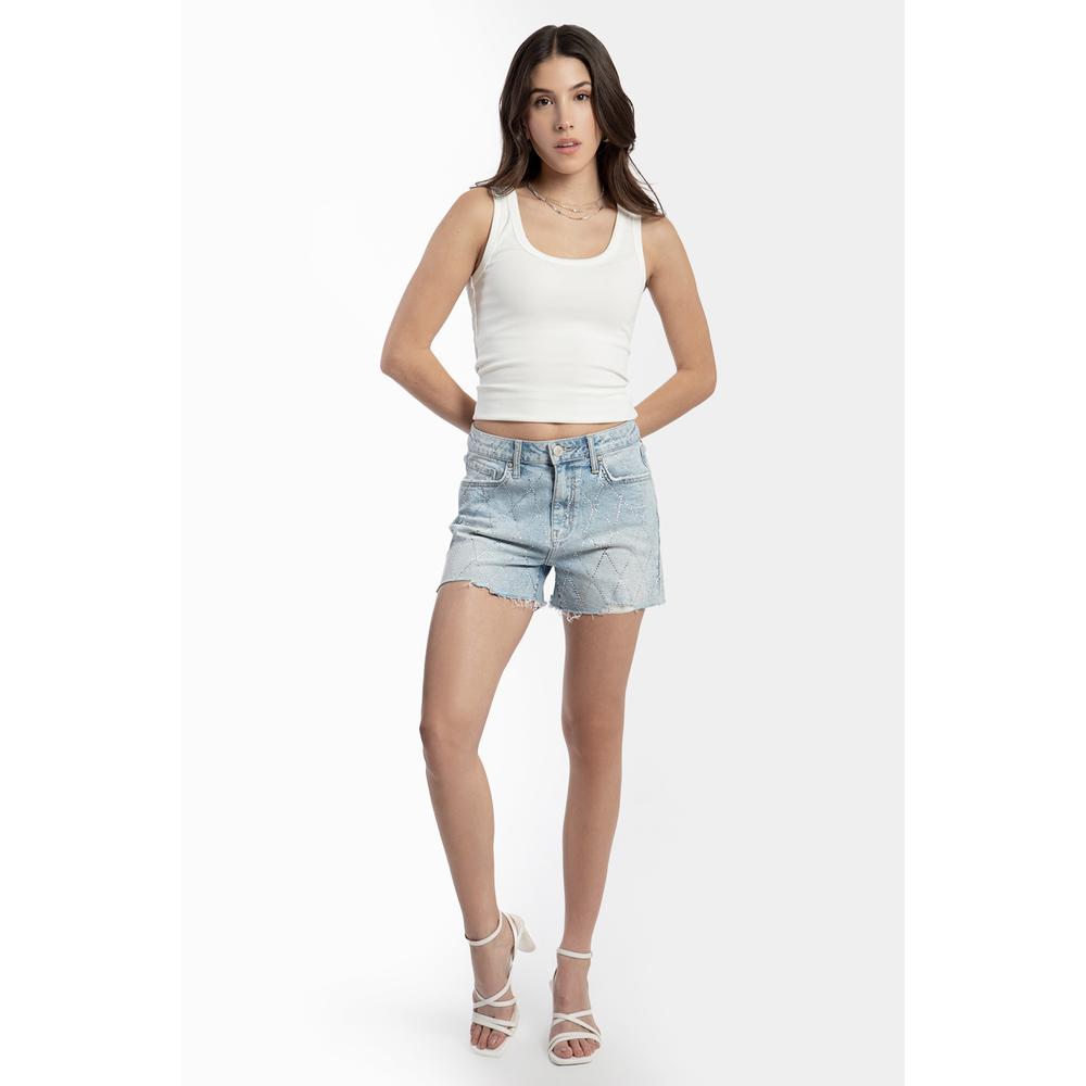 Foto 1 | Mom Short Con Pedrería /juvenil, 6893 (mezclilla Tono Claro) Azul