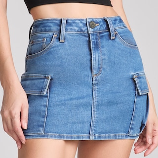 Foto 3 | Falda Short Corta Mezclilla Cintura Alta Stretch 9897stme
