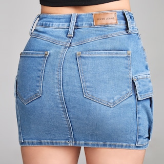 Foto 4 | Falda Short Corta Mezclilla Cintura Alta Stretch 9897stme