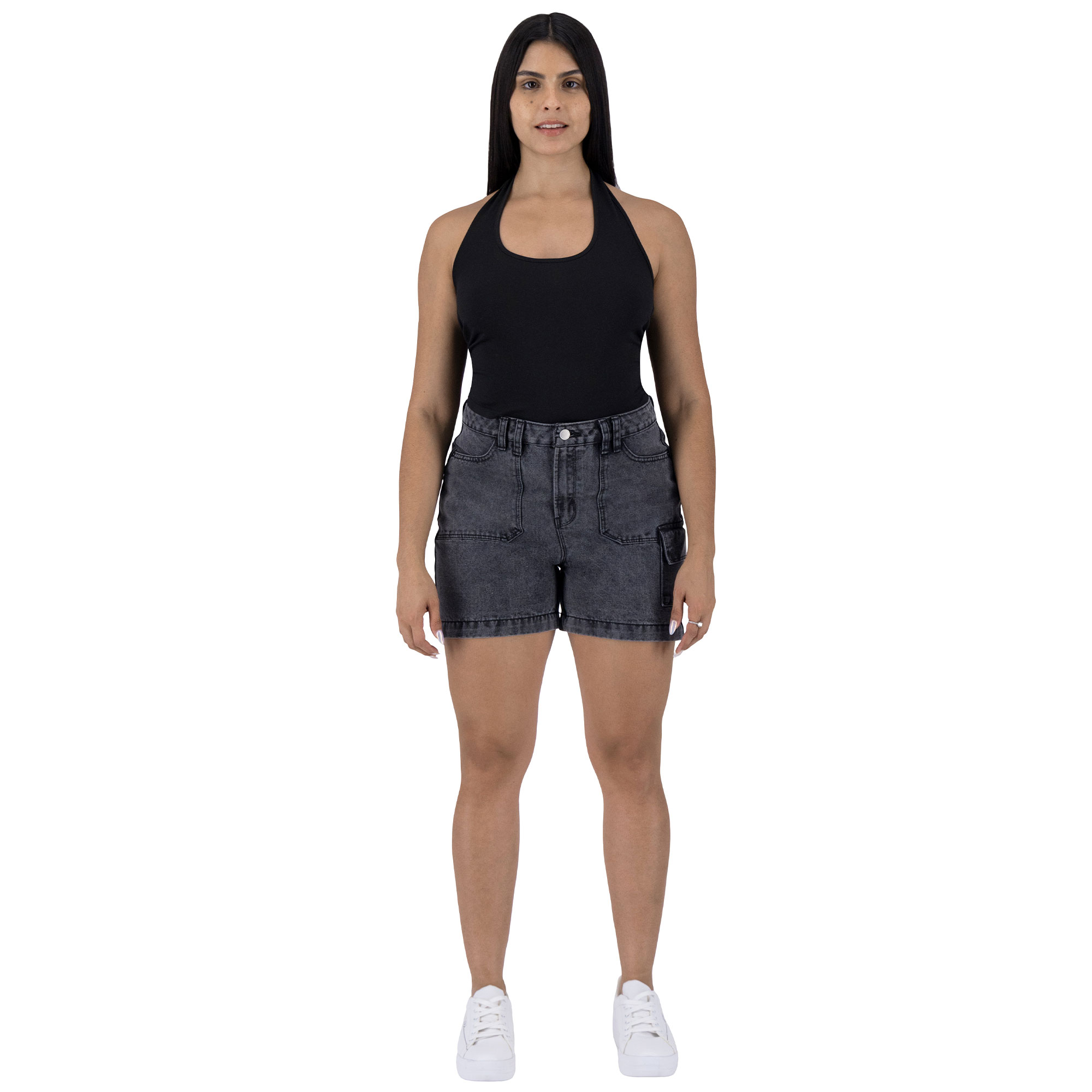Foto 4 pulgar | Short Britos Jeans Mezclilla Gris 025539 para Mujer