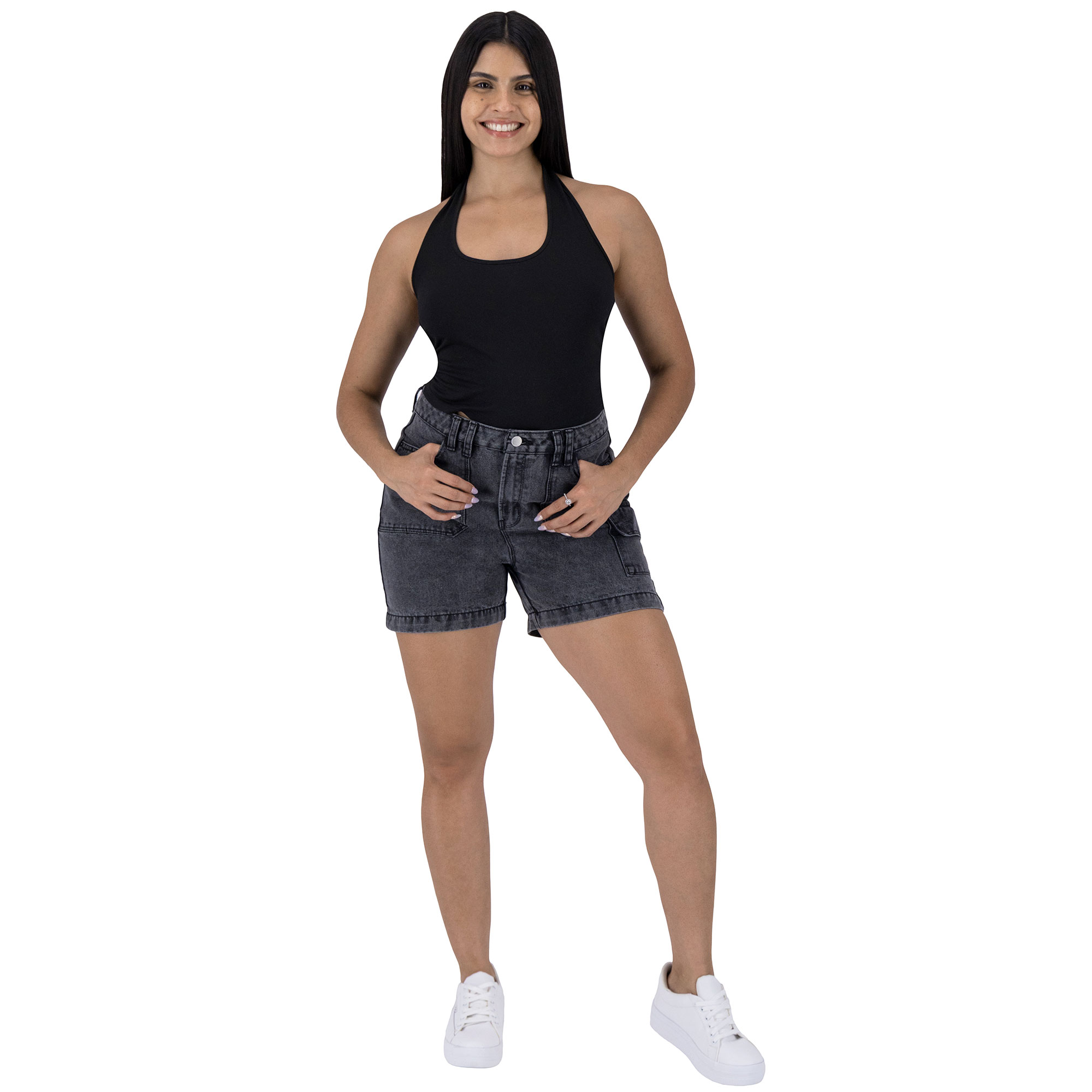Foto 6 pulgar | Short Britos Jeans Mezclilla Gris 025539 para Mujer