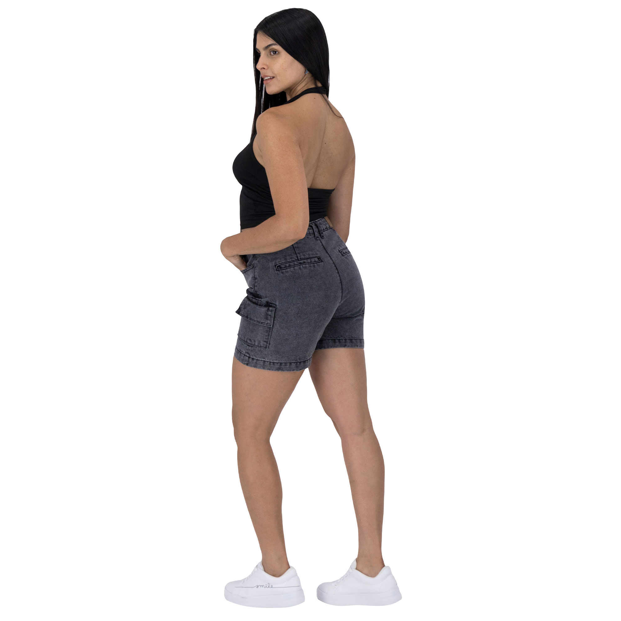 Foto 7 pulgar | Short Britos Jeans Mezclilla Gris 025539 para Mujer