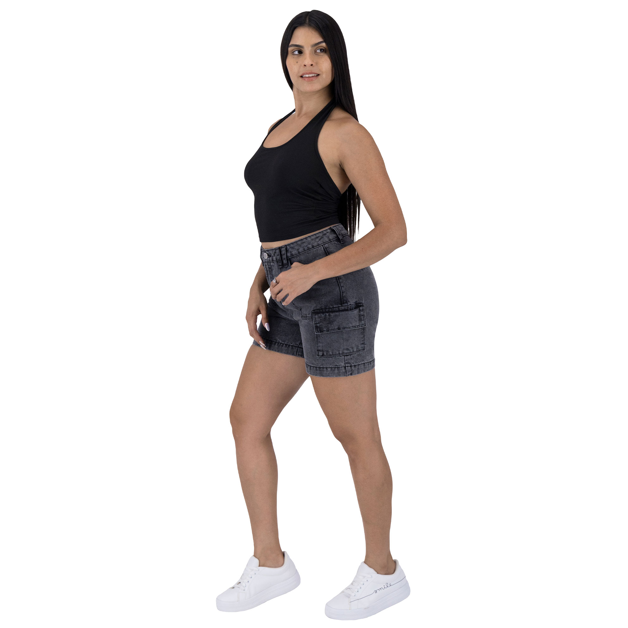 Foto 8 pulgar | Short Britos Jeans Mezclilla Gris 025539 para Mujer