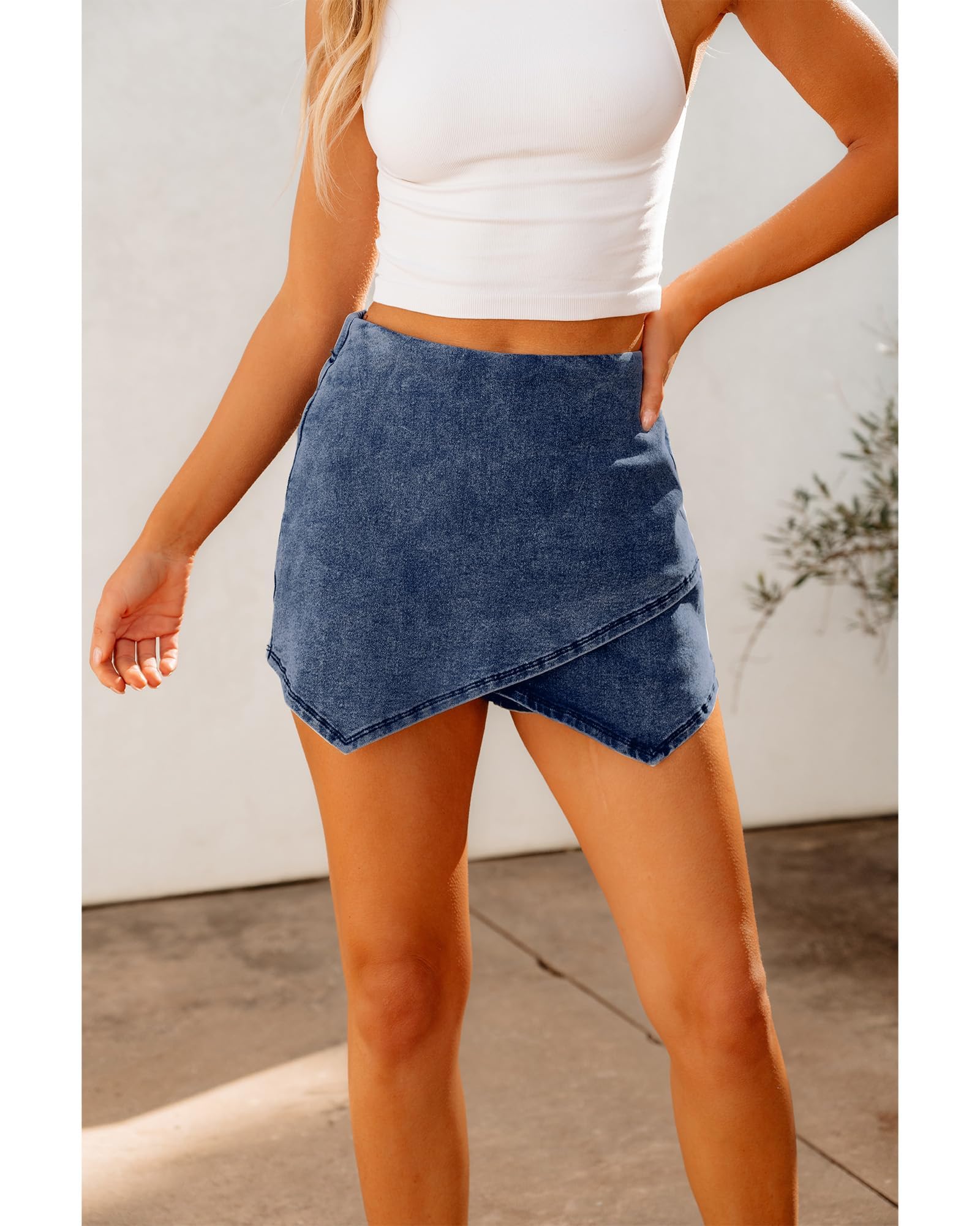 Foto 5 pulgar | Minifalda Luvamia Para Mujer Con Cintura Elástica, Mezclilla, Xxl, Azul Atlántico - Venta Internacional.