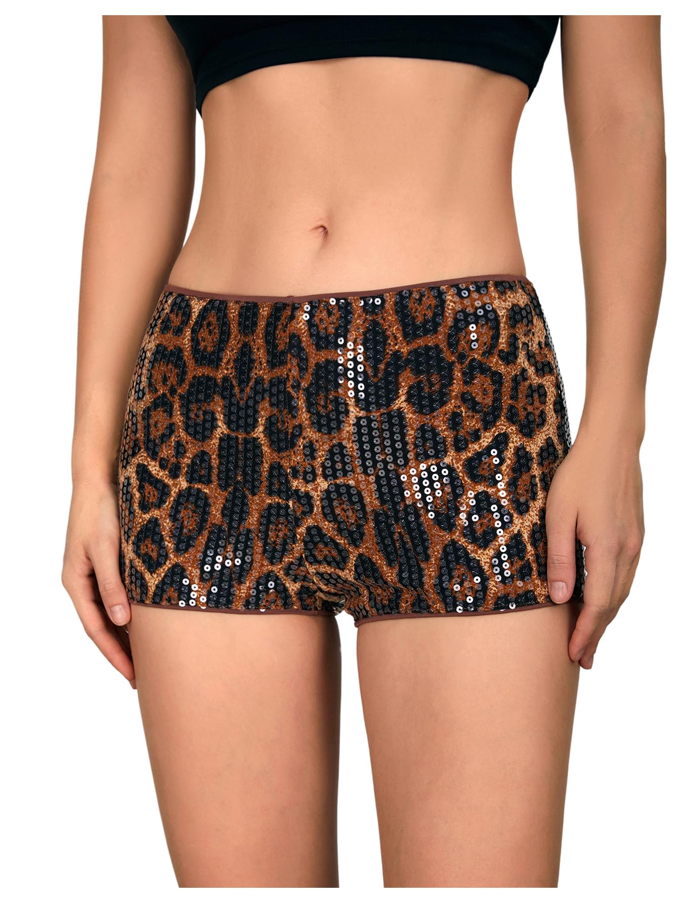 Pantalones Cortos Soly Hux Para Mujer Con Estampado De Guepardo, Microleopardo, Marrón - Venta Internacional.