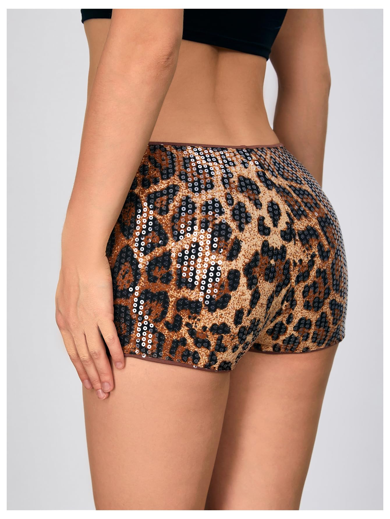 Foto 3 pulgar | Pantalones Cortos Soly Hux Para Mujer Con Estampado De Guepardo, Microleopardo, Marrón - Venta Internacional.