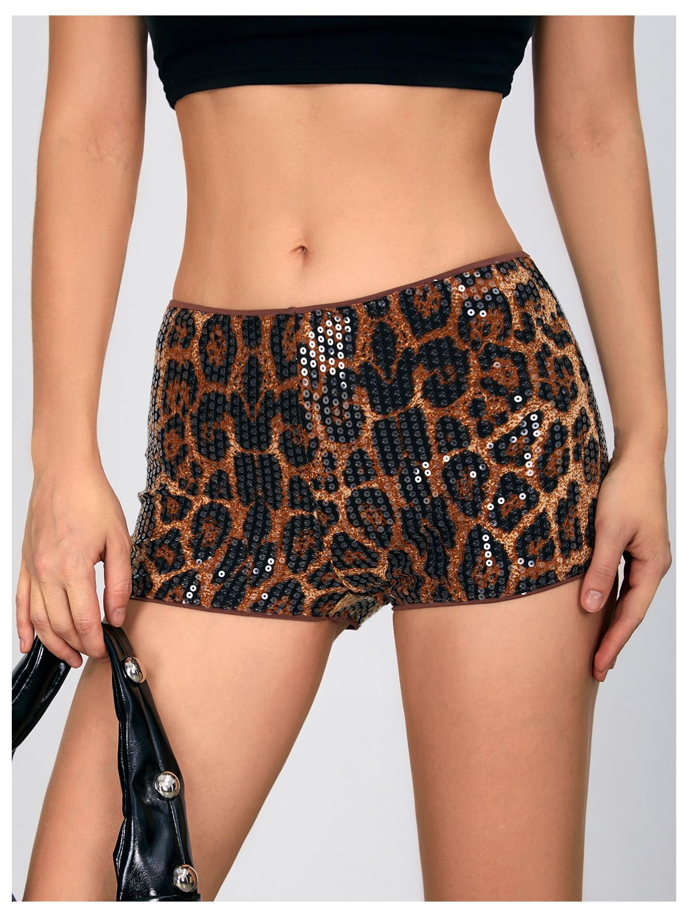 Foto 4 pulgar | Pantalones Cortos Soly Hux Para Mujer Con Estampado De Guepardo, Microleopardo, Marrón - Venta Internacional.