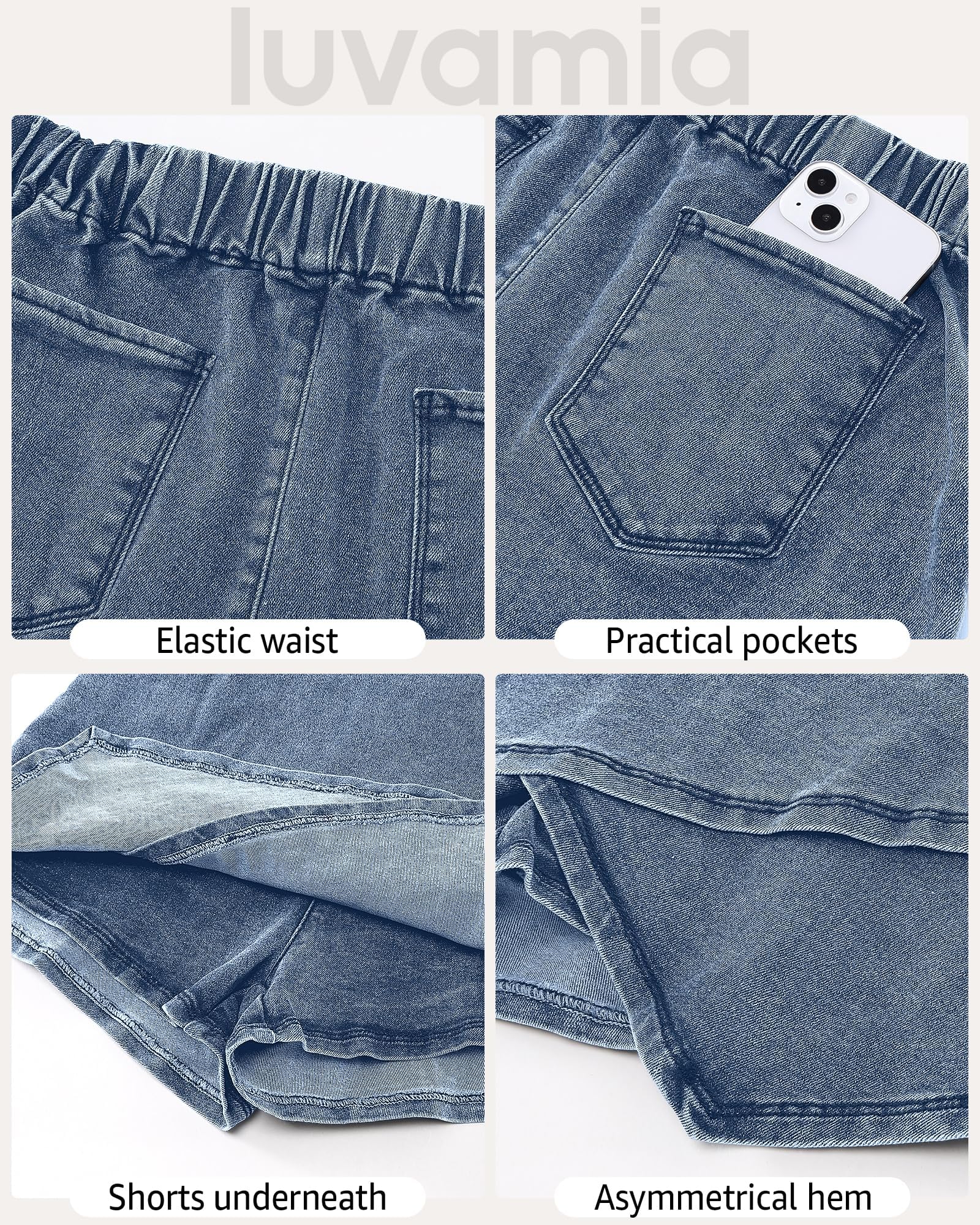 Foto 8 pulgar | Pantalones Vaqueros De Verano Luvamia Mini Wategos Blue Xxl Para Mujer - Venta Internacional.