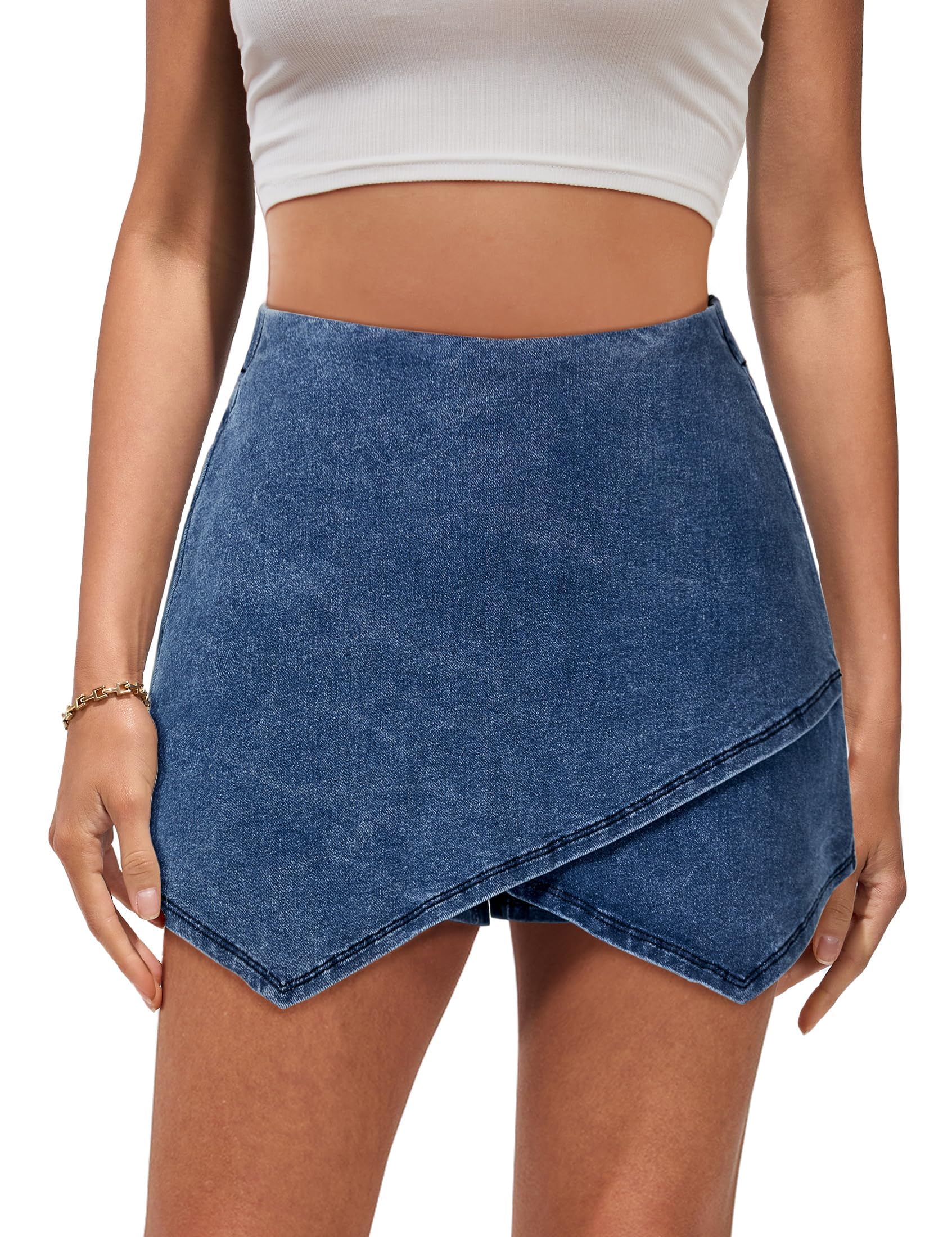 Foto 2 pulgar | Pantalones Cortos De Mezclilla Luvamia, Azul Clásico, Talla L, Para Mujer - Venta Internacional.