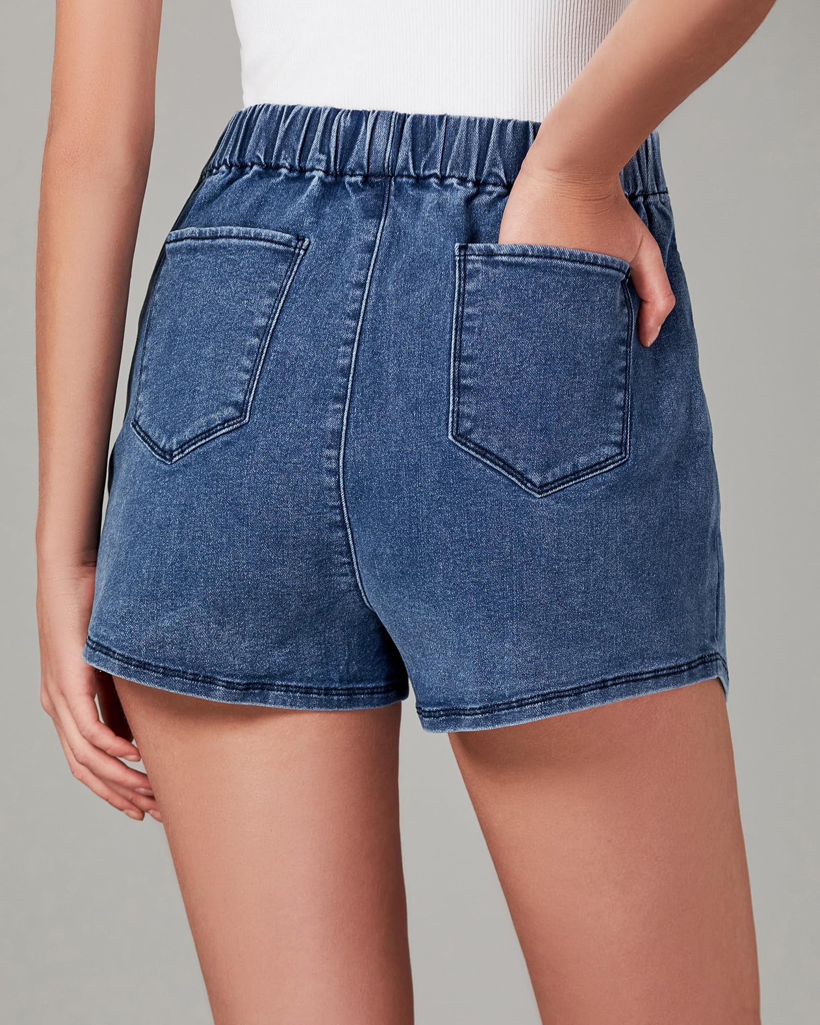 Foto 3 pulgar | Pantalones Cortos De Mezclilla Luvamia, Azul Clásico, Talla L, Para Mujer - Venta Internacional.