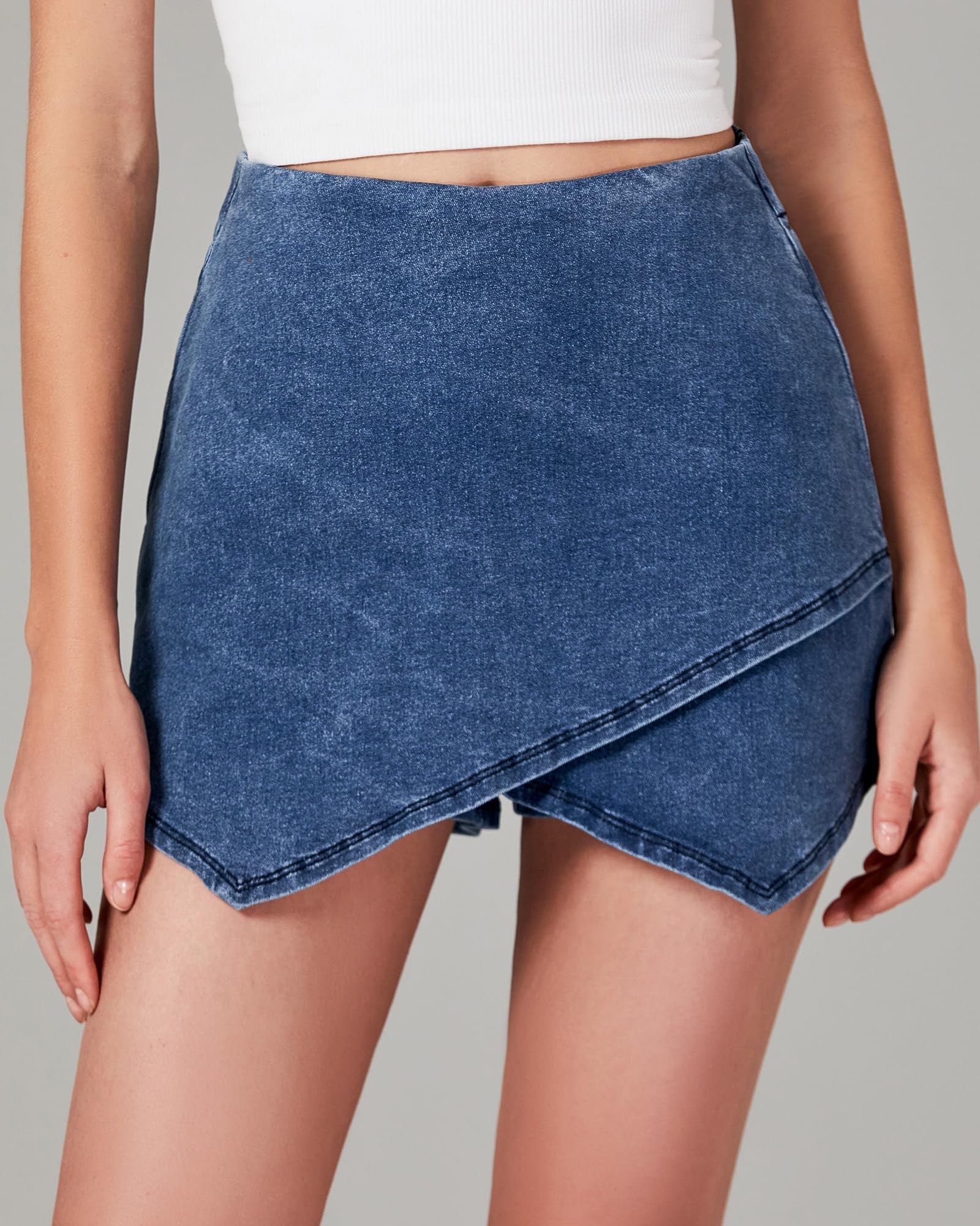 Foto 5 pulgar | Pantalones Cortos De Mezclilla Luvamia, Azul Clásico, Talla L, Para Mujer - Venta Internacional.