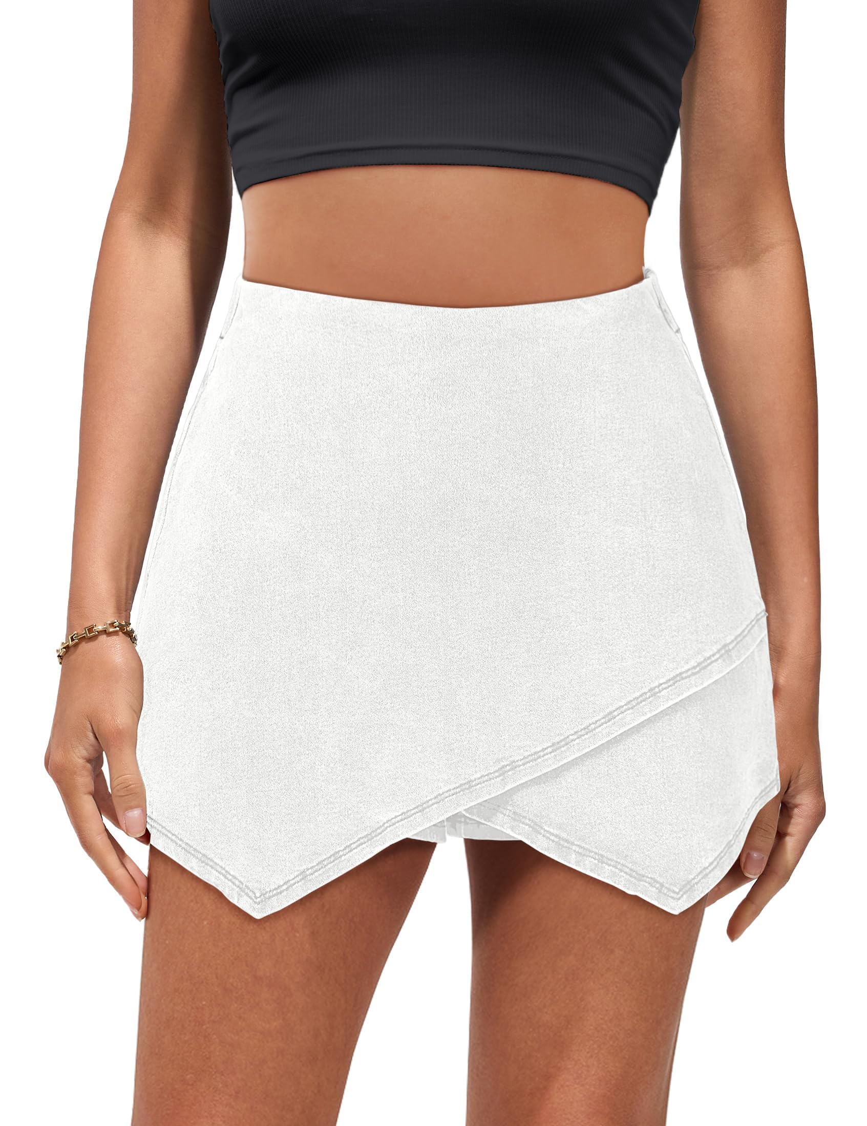 Foto 2 pulgar | Falda Vaquera Luvamia Falda Blanca Para Mujer, Talla 8/10 M - Venta Internacional.
