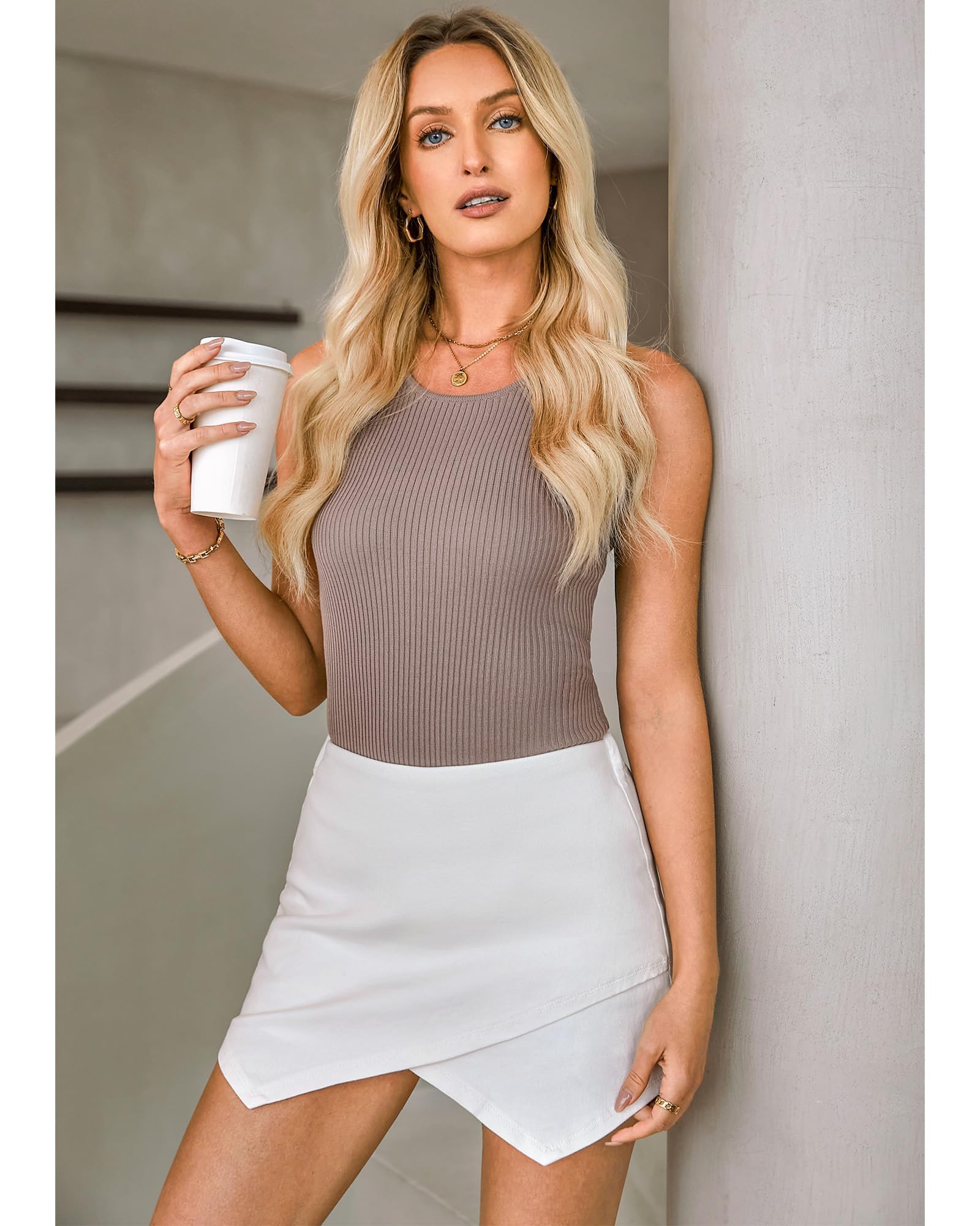 Foto 6 pulgar | Falda Vaquera Luvamia Falda Blanca Para Mujer, Talla 8/10 M - Venta Internacional.