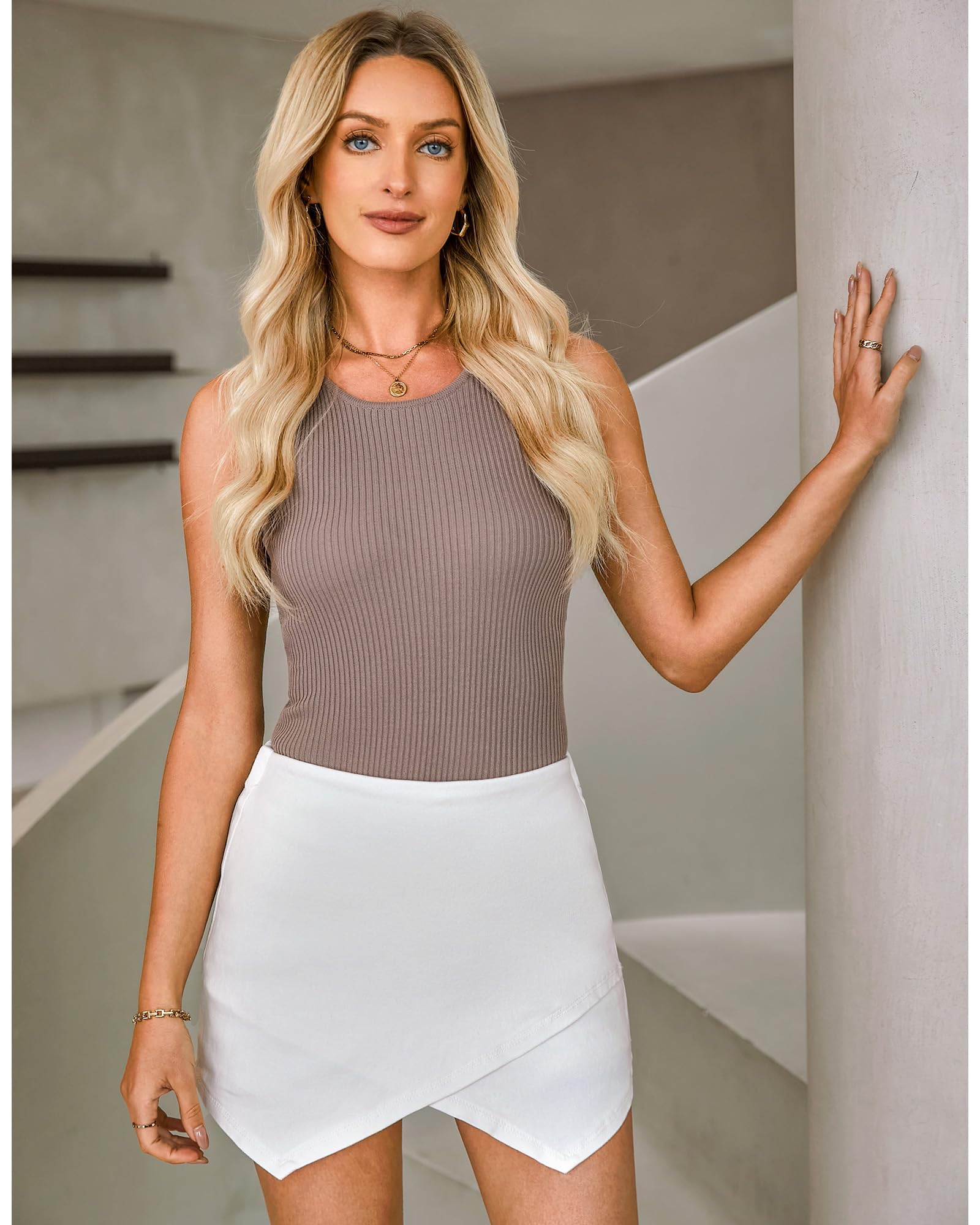 Foto 7 pulgar | Falda Vaquera Luvamia Falda Blanca Para Mujer, Talla 8/10 M - Venta Internacional.