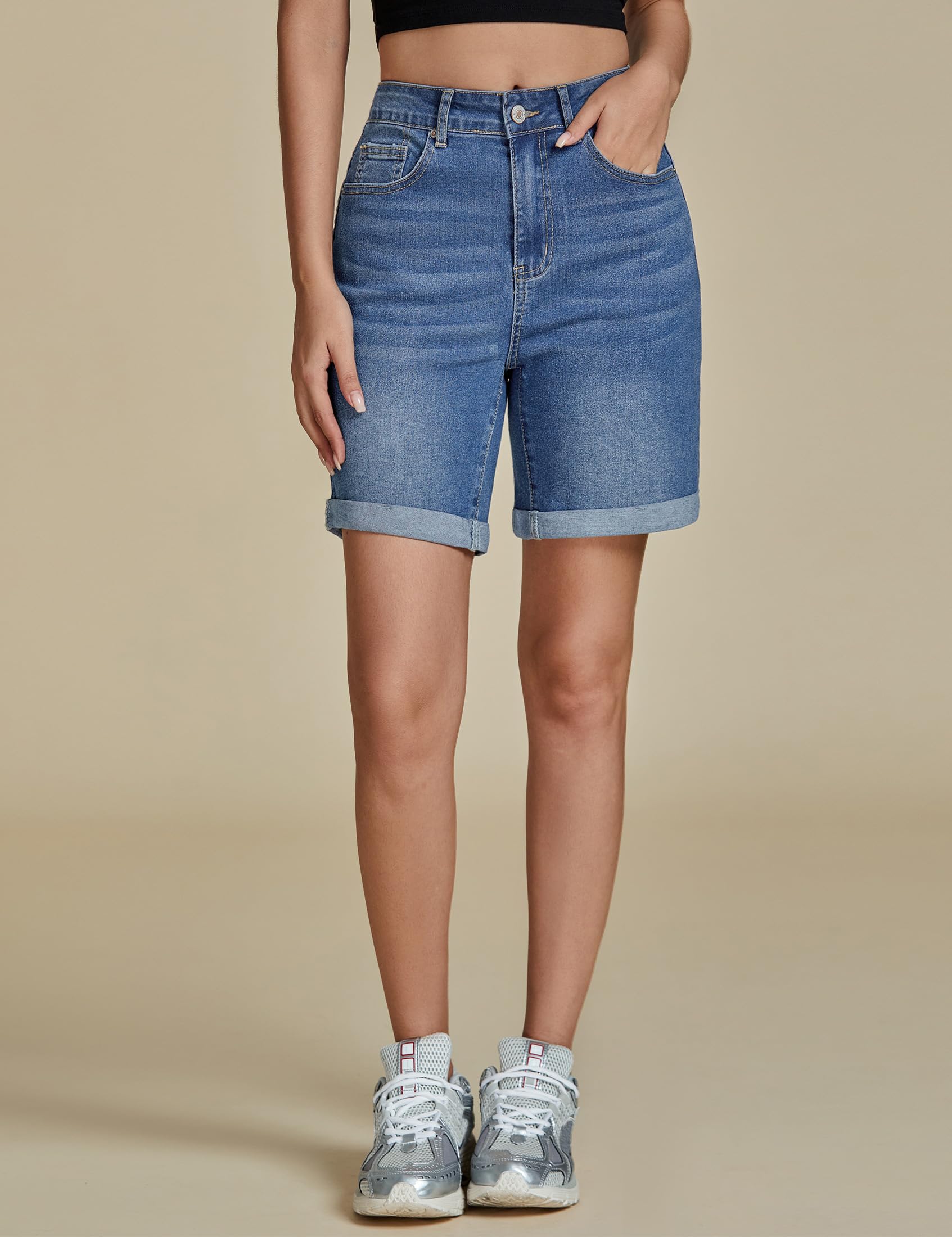 Foto 4 pulgar | Pantalones Cortos Luvamia De Mezclilla De Cintura Alta Para Mujer, Talla Xl 16-18 - Venta Internacional.