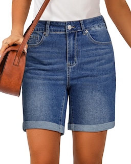 Foto 1 | Pantalones Cortos Vaqueros Luvamia De Cintura Alta Para Mujer, Color Azul, Talla S 4-6 - Venta Internacional.