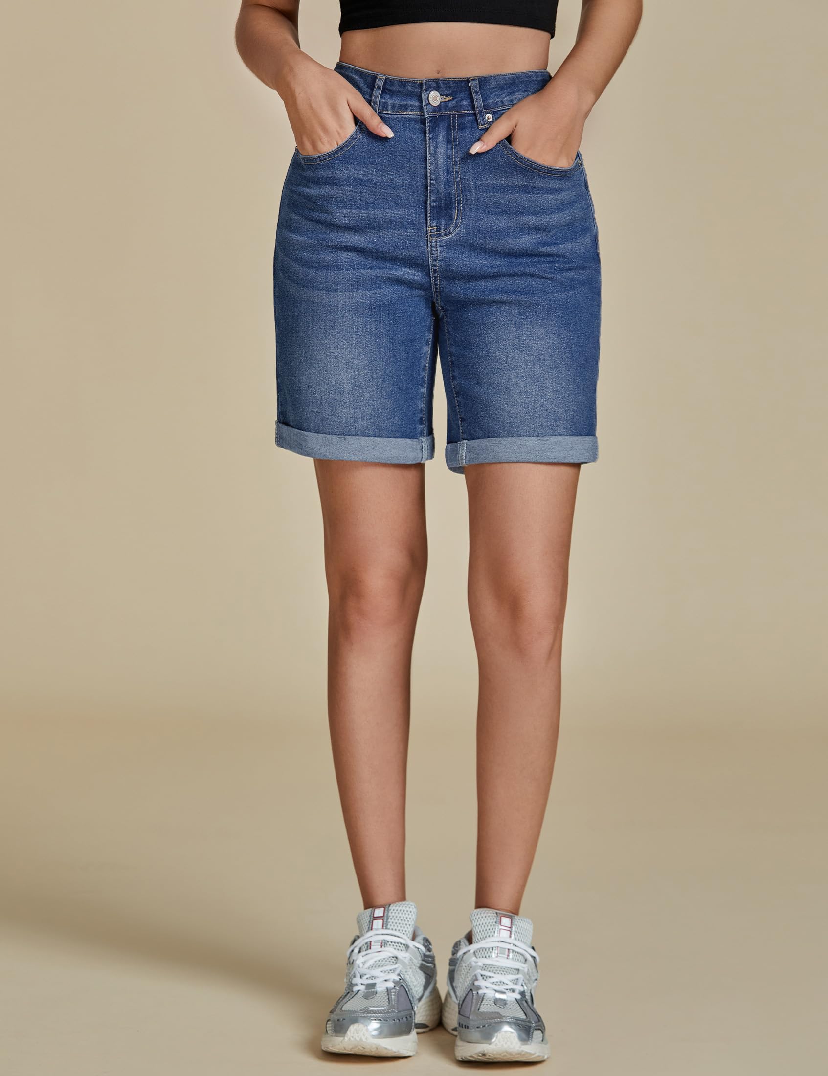 Foto 3 pulgar | Pantalones Cortos Vaqueros Luvamia De Cintura Alta Para Mujer, Color Azul, Talla S 4-6 - Venta Internacional.