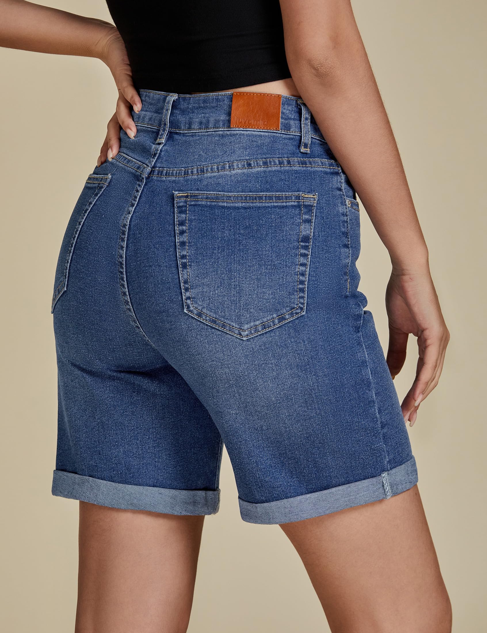 Foto 5 pulgar | Pantalones Cortos Vaqueros Luvamia De Cintura Alta Para Mujer, Color Azul, Talla S 4-6 - Venta Internacional.