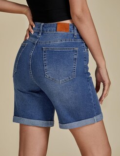 Foto 4 | Pantalones Cortos Vaqueros Luvamia De Cintura Alta Para Mujer, Color Azul, Talla S 4-6 - Venta Internacional.