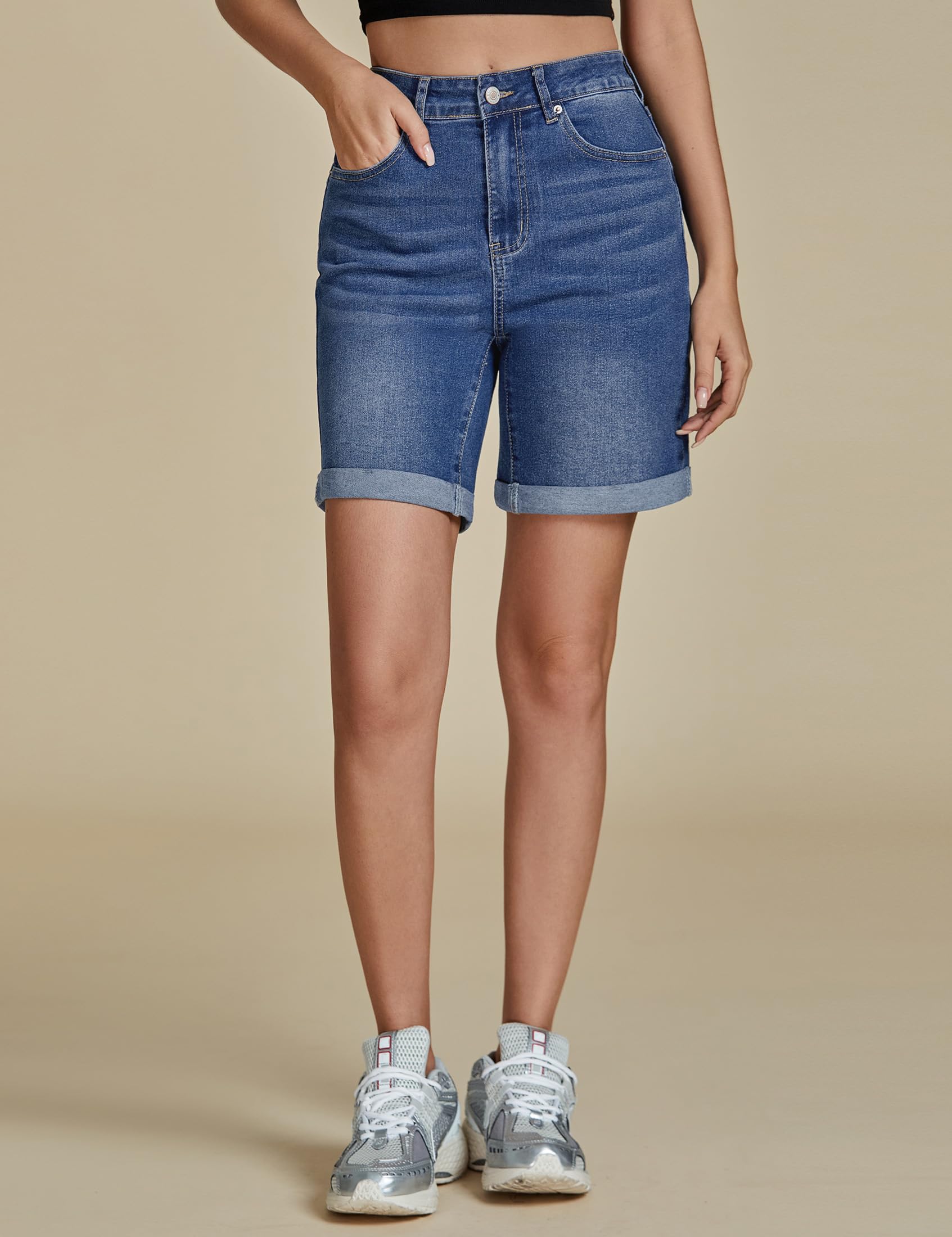 Foto 6 pulgar | Pantalones Cortos Vaqueros Luvamia De Cintura Alta Para Mujer, Color Azul, Talla S 4-6 - Venta Internacional.