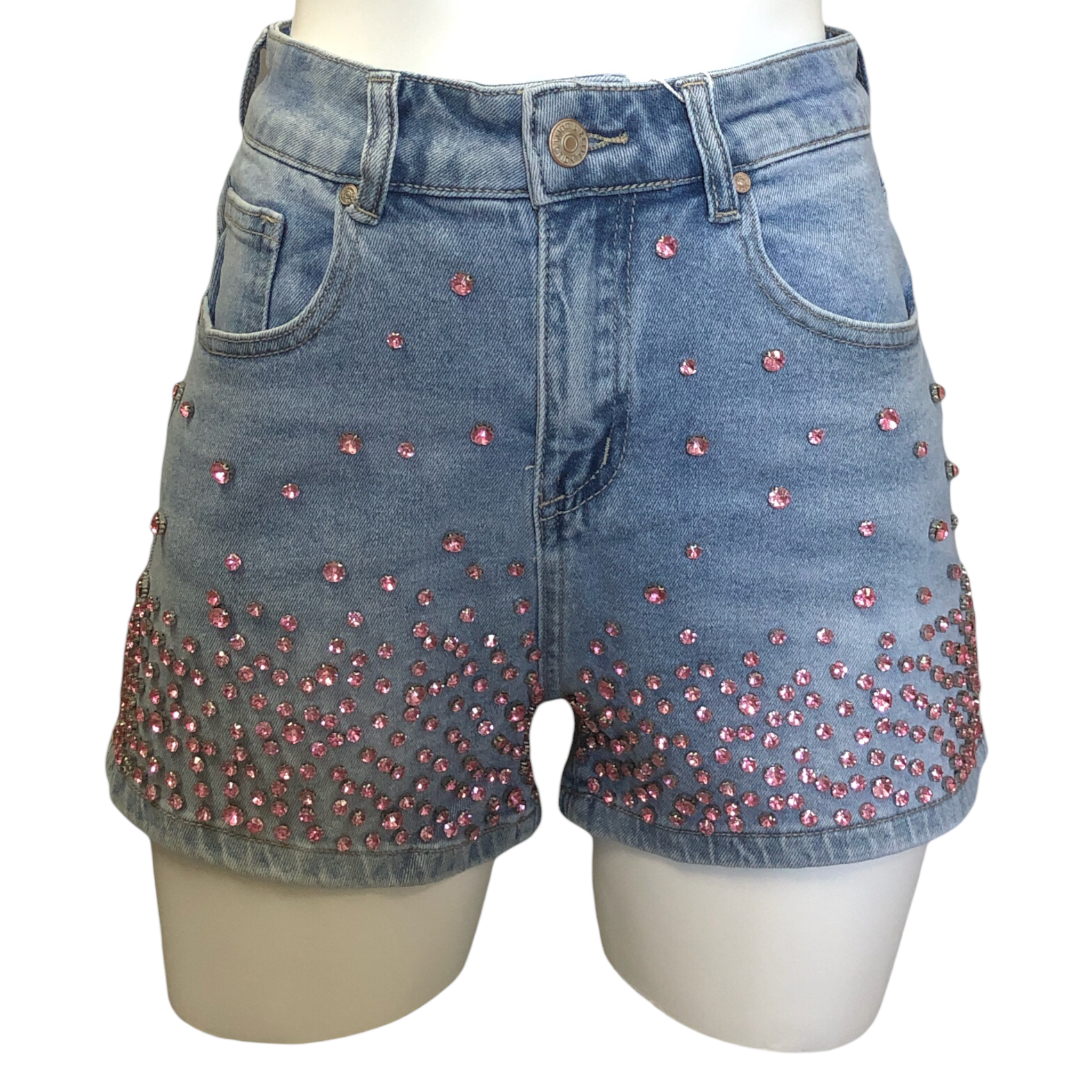 Foto 4 | Short De Mezclilla Pedrería Rosa Lc