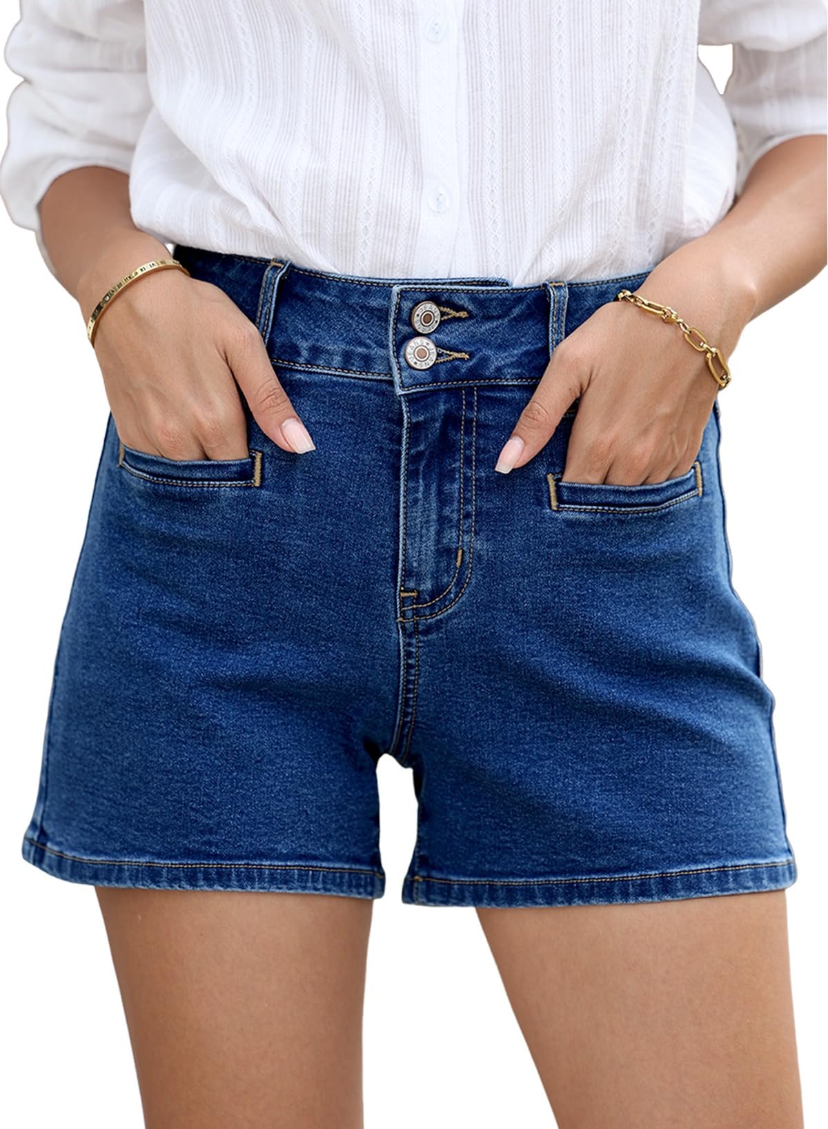 Foto 2 pulgar | Shorts Sidefeel Cintura Alta Azules para Mujer - Venta Internacional