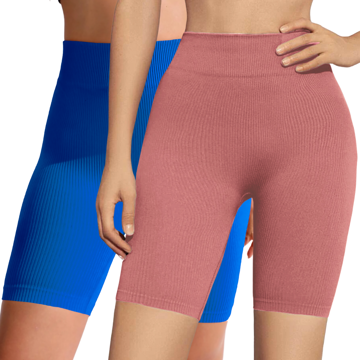 Foto 2 pulgar | Set De 2 Short Biker Mujer Shores Deportivos Sh-041-px2 Azul Rey Y Coral Dama Chort Gym