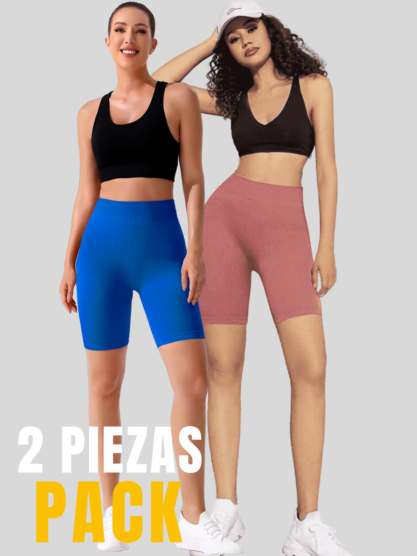 Foto 6 pulgar | Set De 2 Short Biker Mujer Shores Deportivos Sh-041-px2 Azul Rey Y Coral Dama Chort Gym