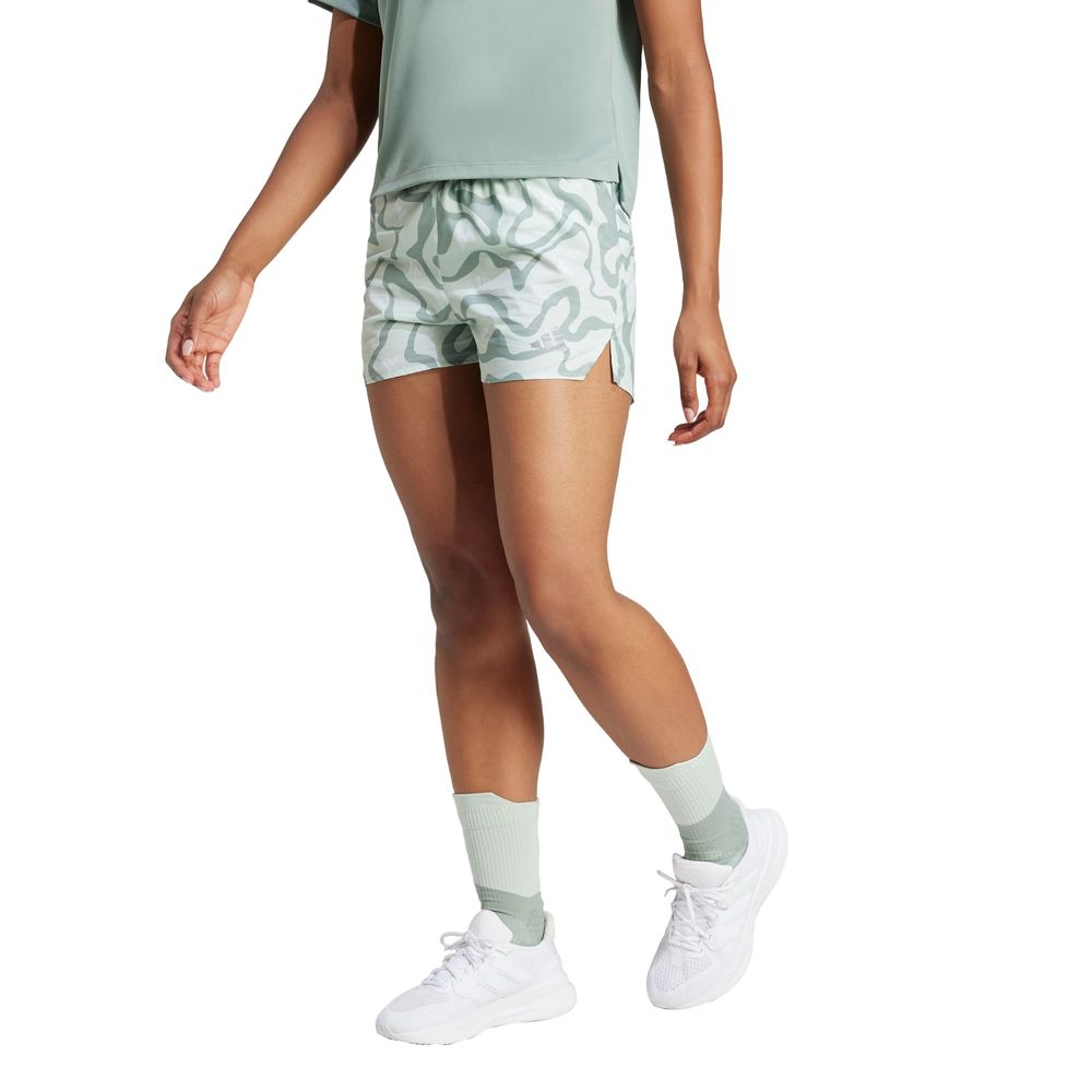 Foto 3 pulgar | Shorts Run It Brand Love Adidas Verde Mujer