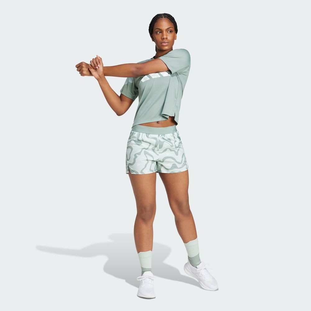 Foto 6 pulgar | Shorts Run It Brand Love Adidas Verde Mujer