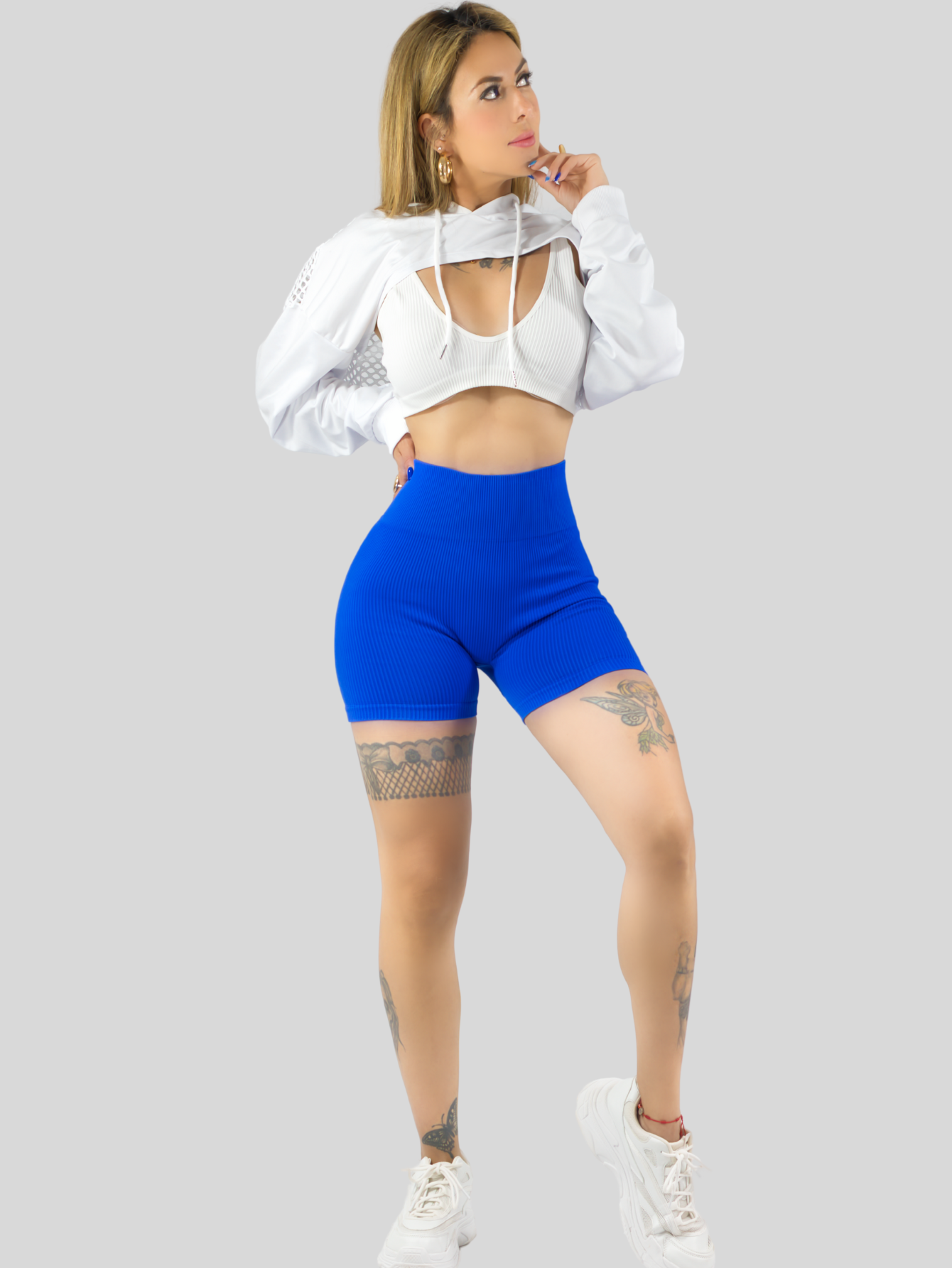 Foto 3 pulgar | Short Mujer Shores Deportivo Casual Sh-045 Azul Rey Chort Push Up