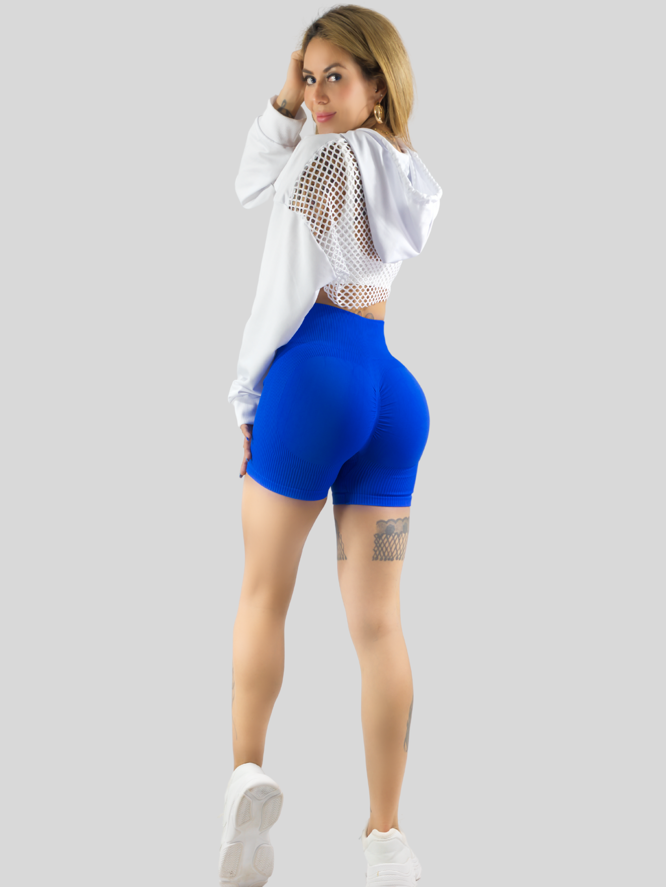 Foto 4 pulgar | Short Mujer Shores Deportivo Casual Sh-045 Azul Rey Chort Push Up
