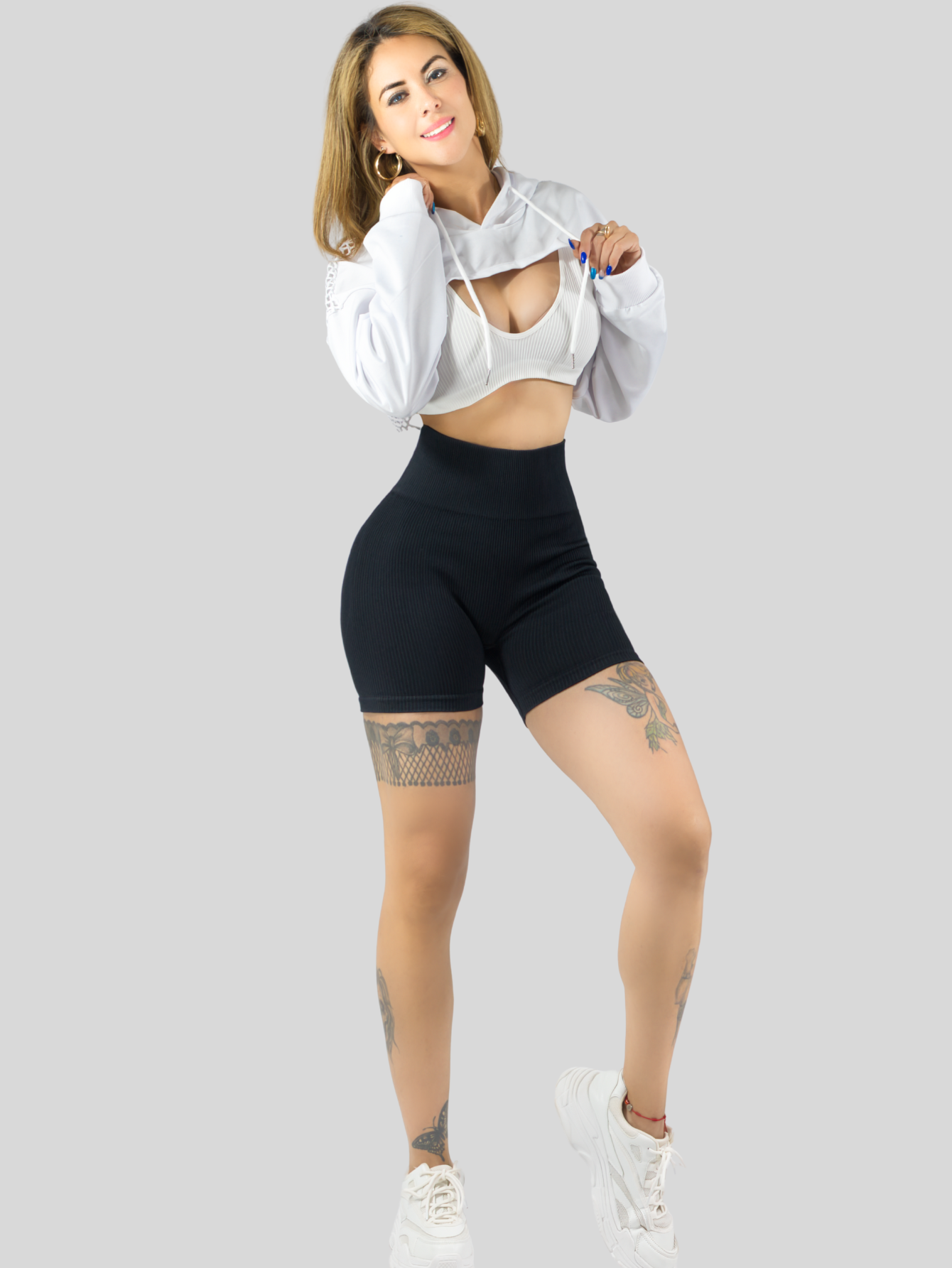Foto 3 pulgar | Short Mujer Shores Deportivo Casual Sh-045 Negro Chort Push Up