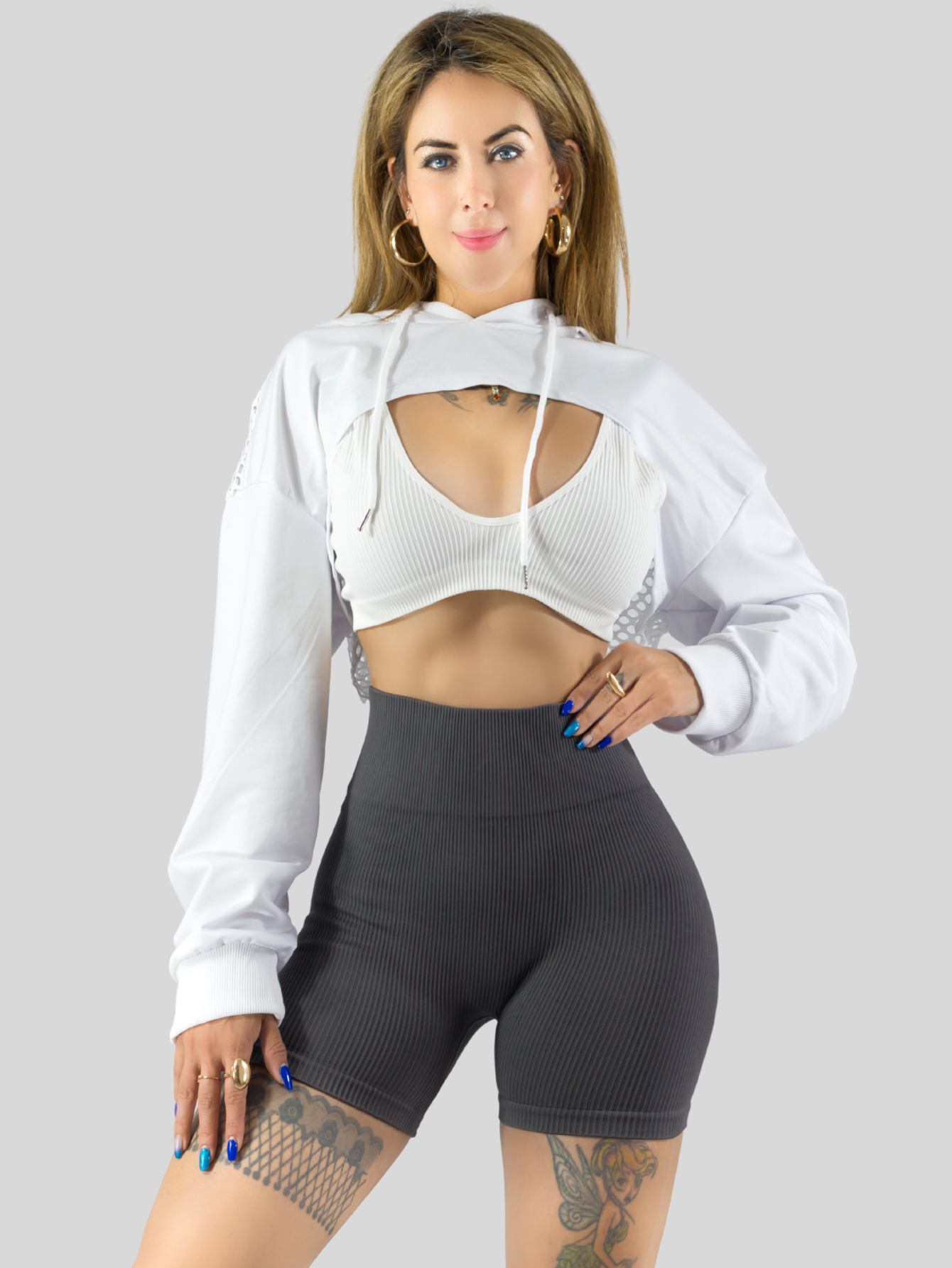 Foto 5 pulgar | Short Mujer Shores Deportivo Casual Sh-045 Gris Chort Push Up
