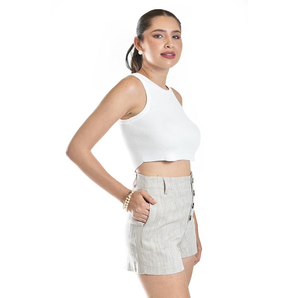 Foto 3 pulgar | Short De Lino Con Botones Roman Fashion /juvenil, 955 (beige) Beige